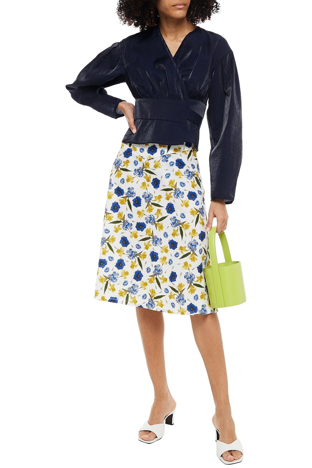 BAUM UND PFERDGARTEN Floral-print organic cotton-poplin skirt