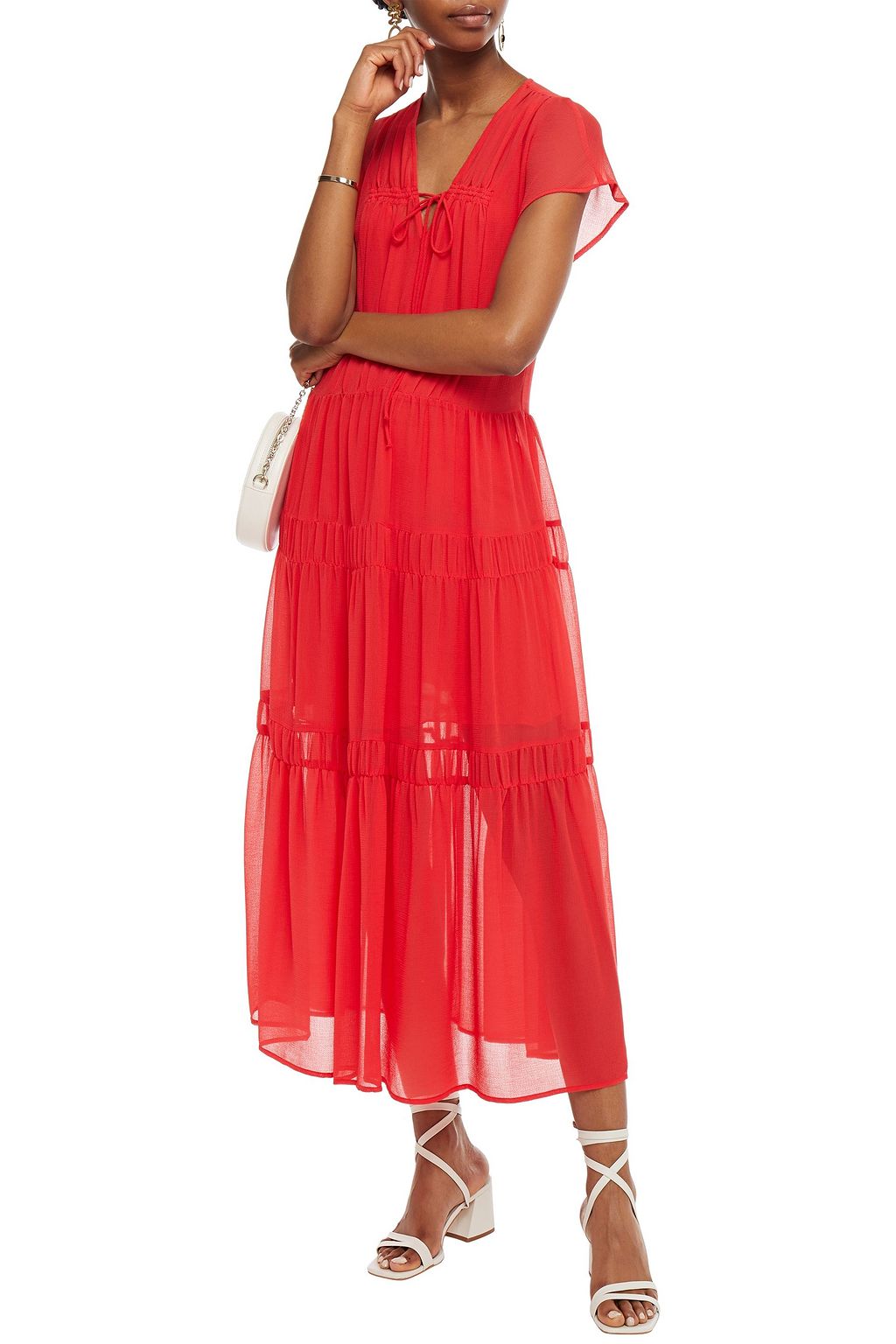 SEE BY CHLOÉ Tiered gathered georgette midi dress