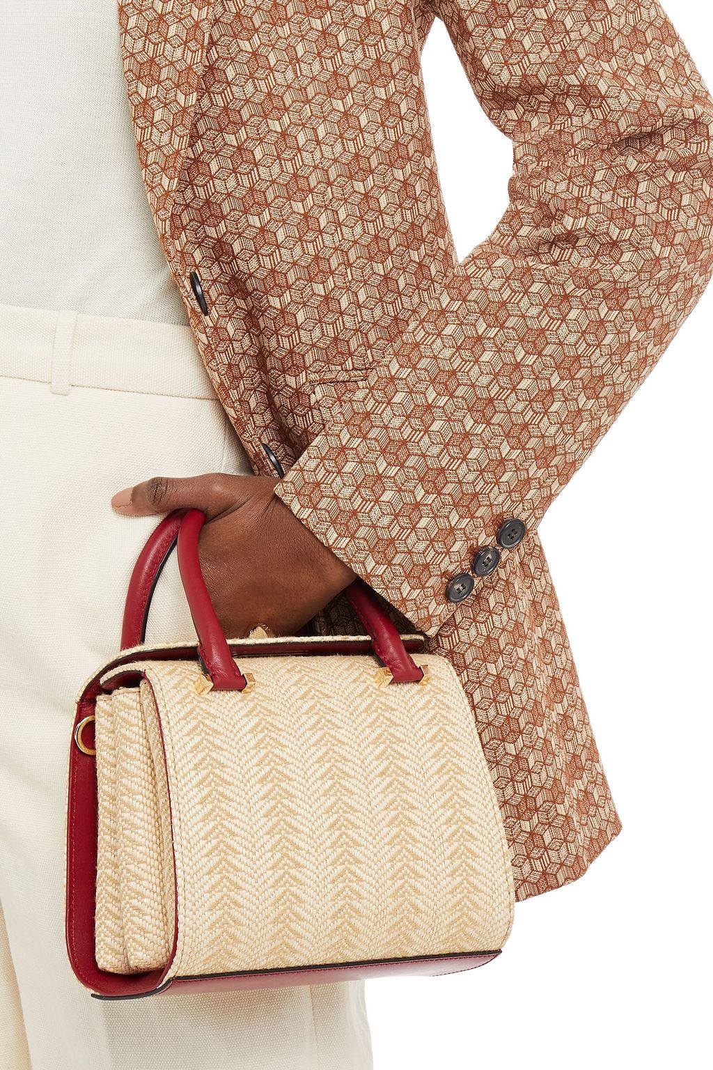 SERAPIAN Villa leather-trimmed raffia tote