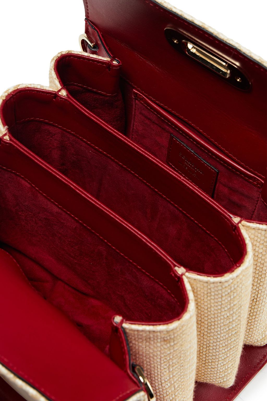 SERAPIAN Villa leather-trimmed raffia tote
