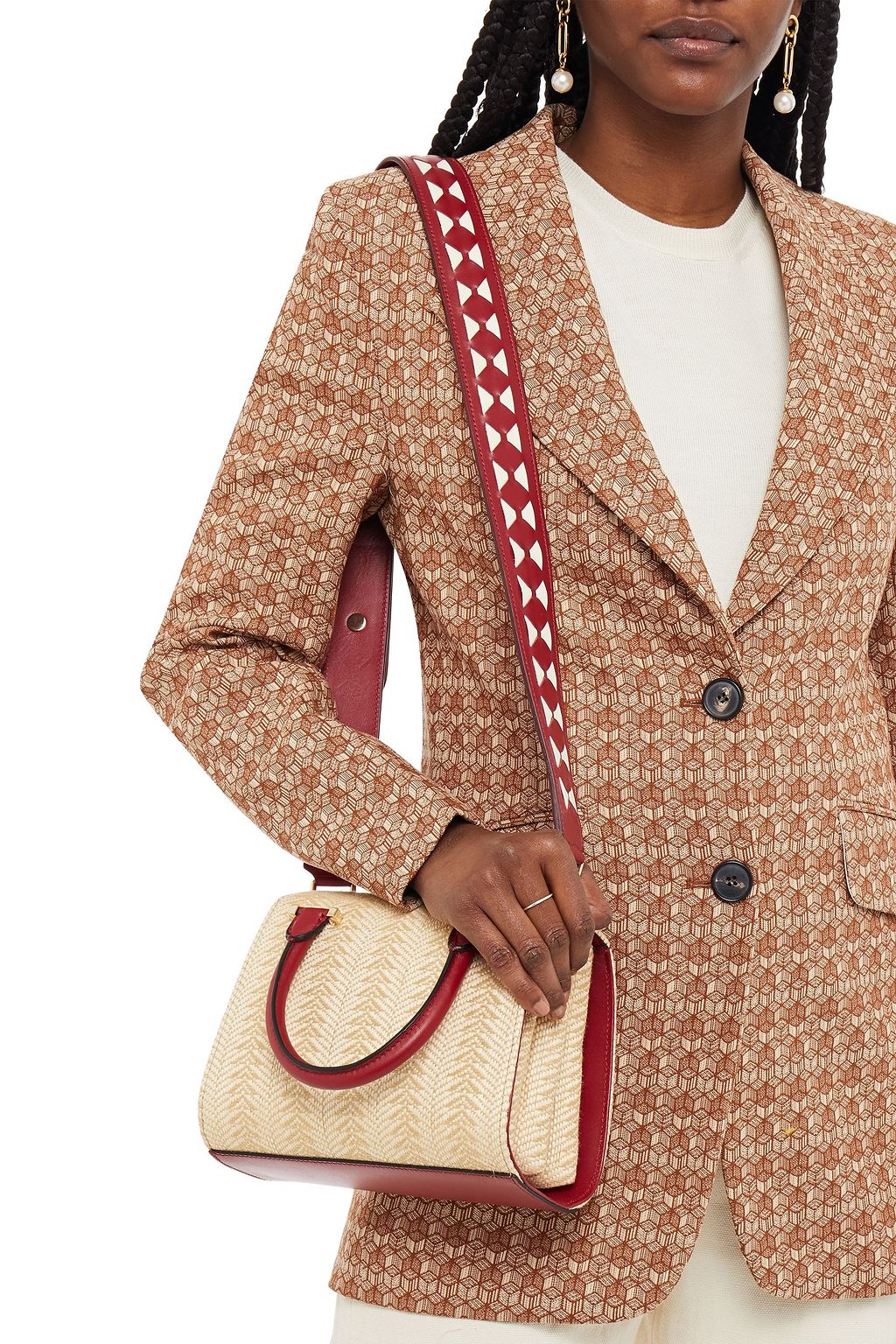 SERAPIAN Villa leather-trimmed raffia tote