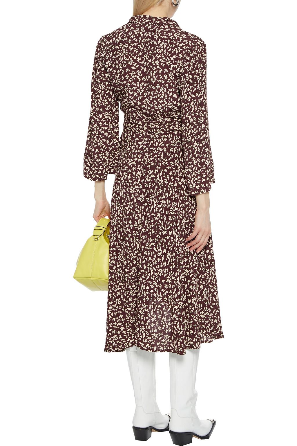 GANNI Gingham crepe midi wrap dress