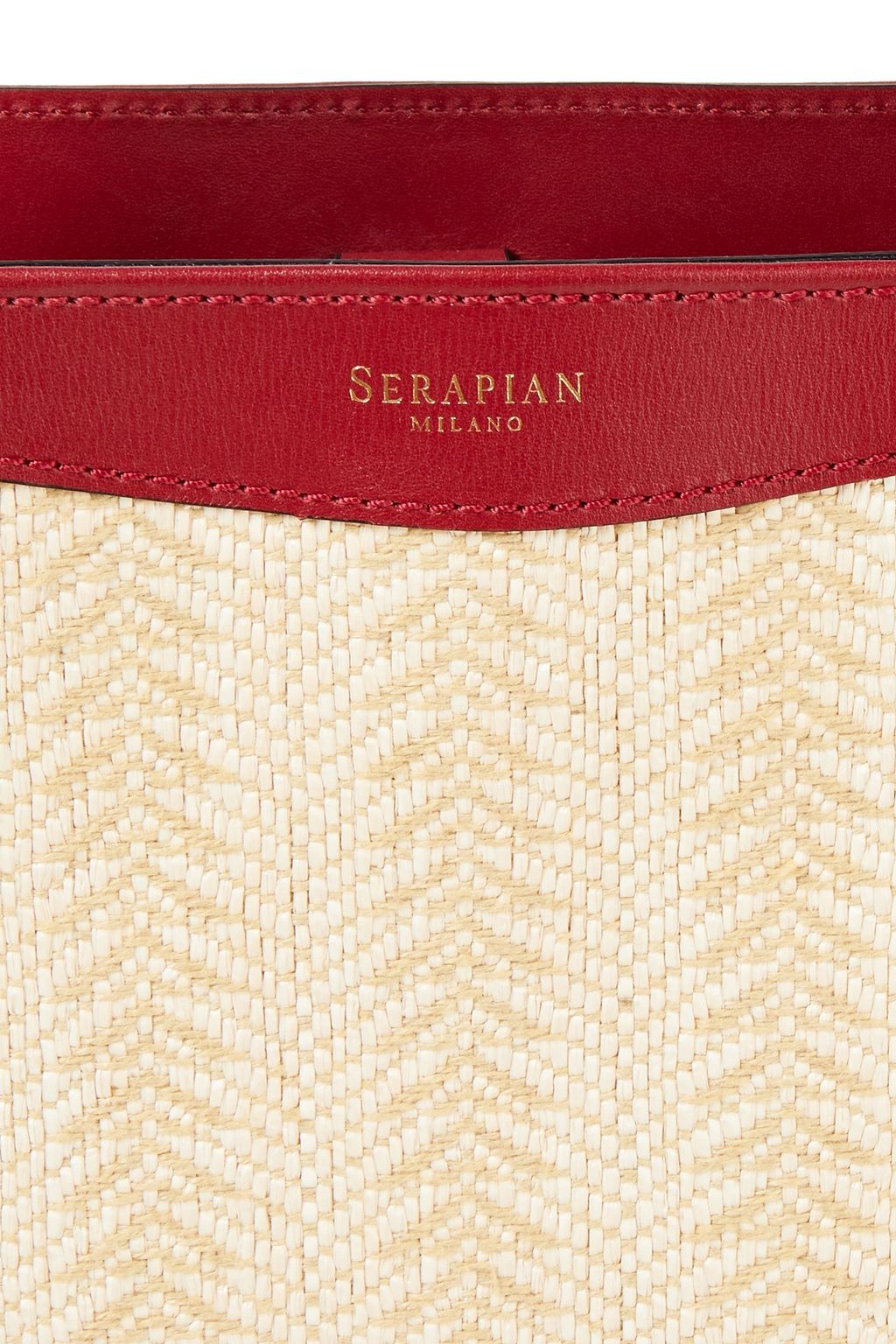 SERAPIAN Leather-trimmed raffia tote