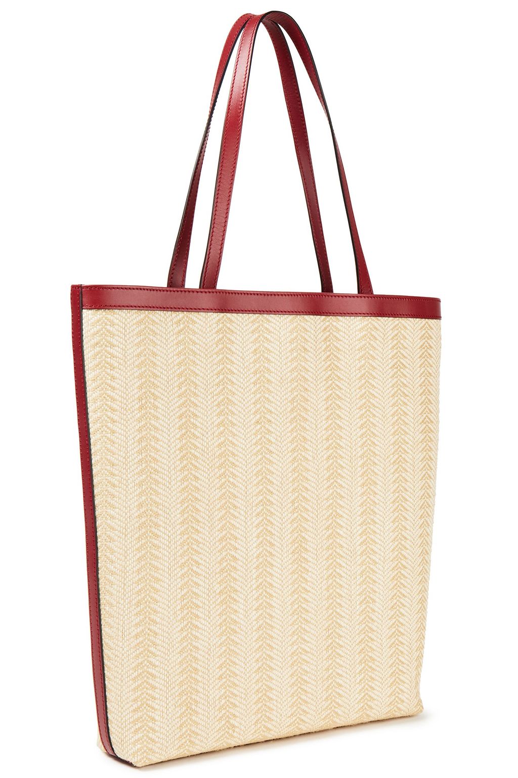SERAPIAN Leather-trimmed raffia tote