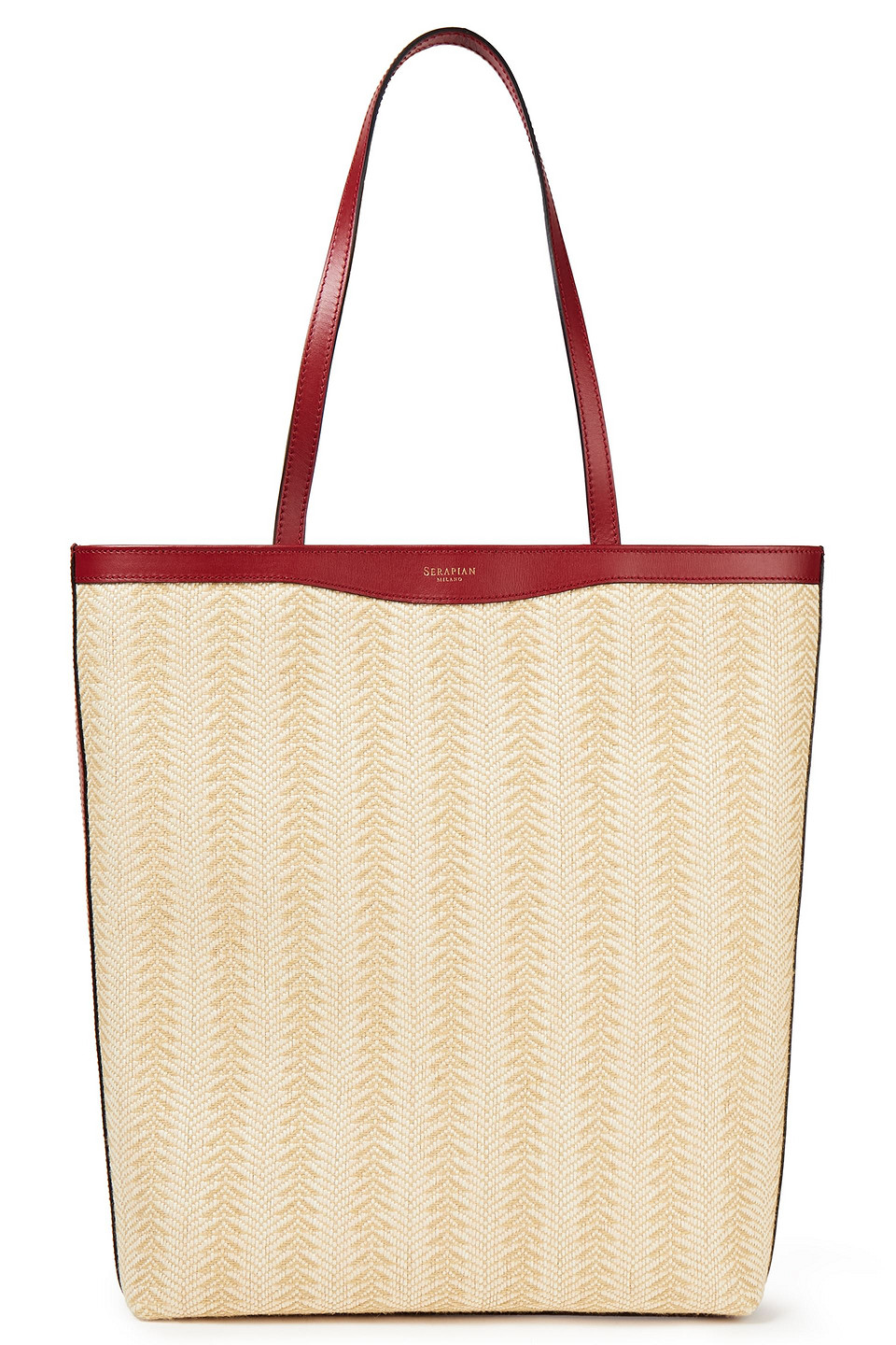 Serapian Woman Leather-trimmed Raffia Tote Claret Size --