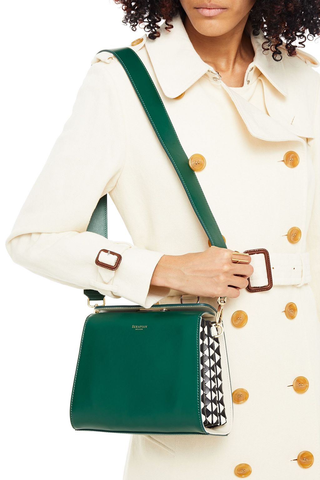 SERAPIAN Villa mini smooth and mosaico leather shoulder bag