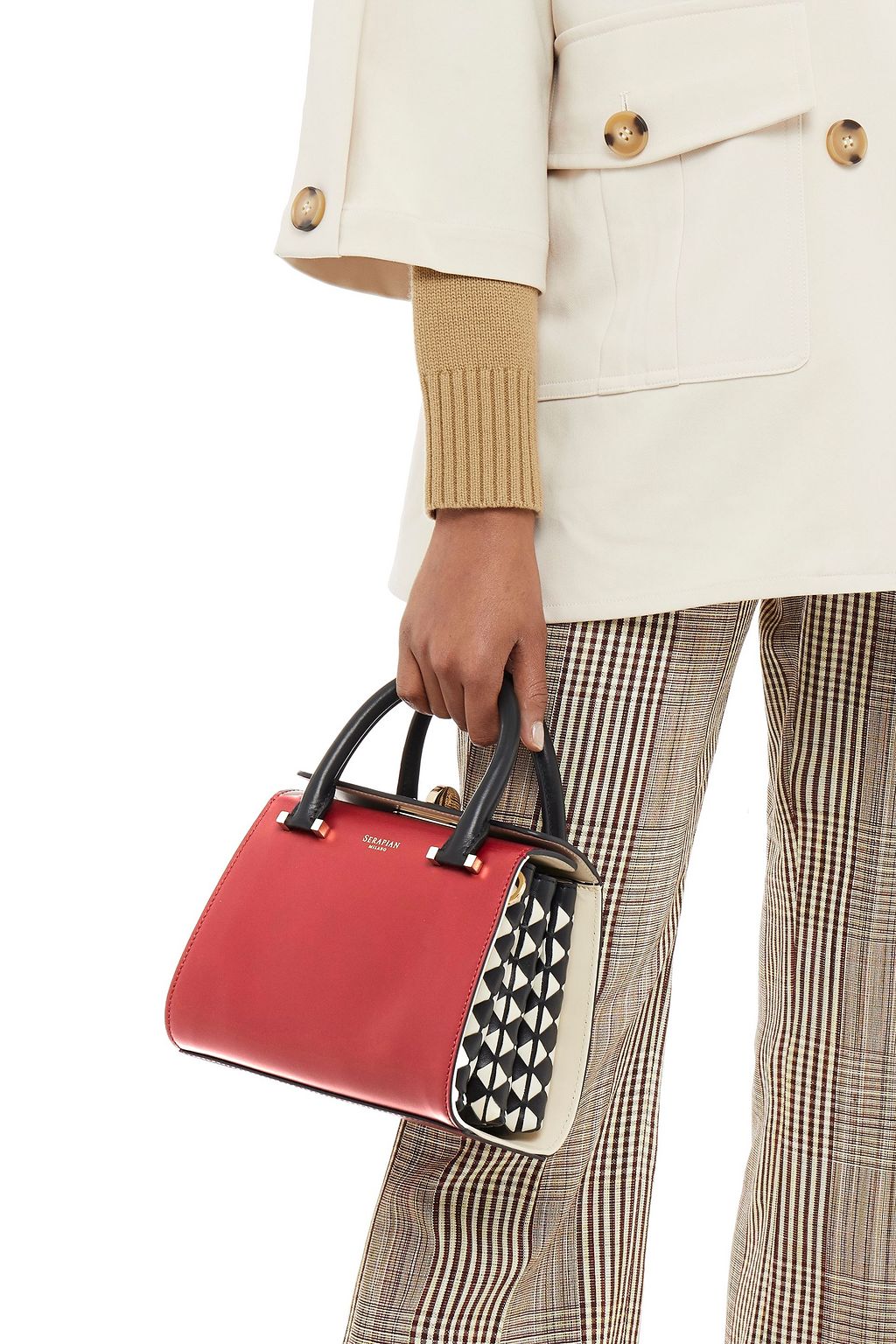 SERAPIAN Color-block leather tote