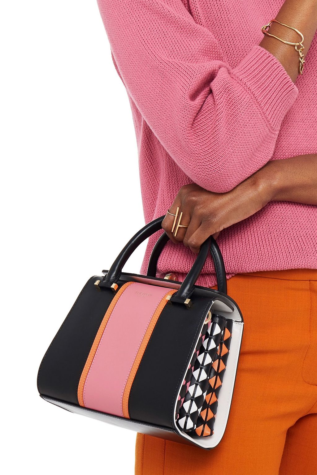 SERAPIAN Color-block leather tote