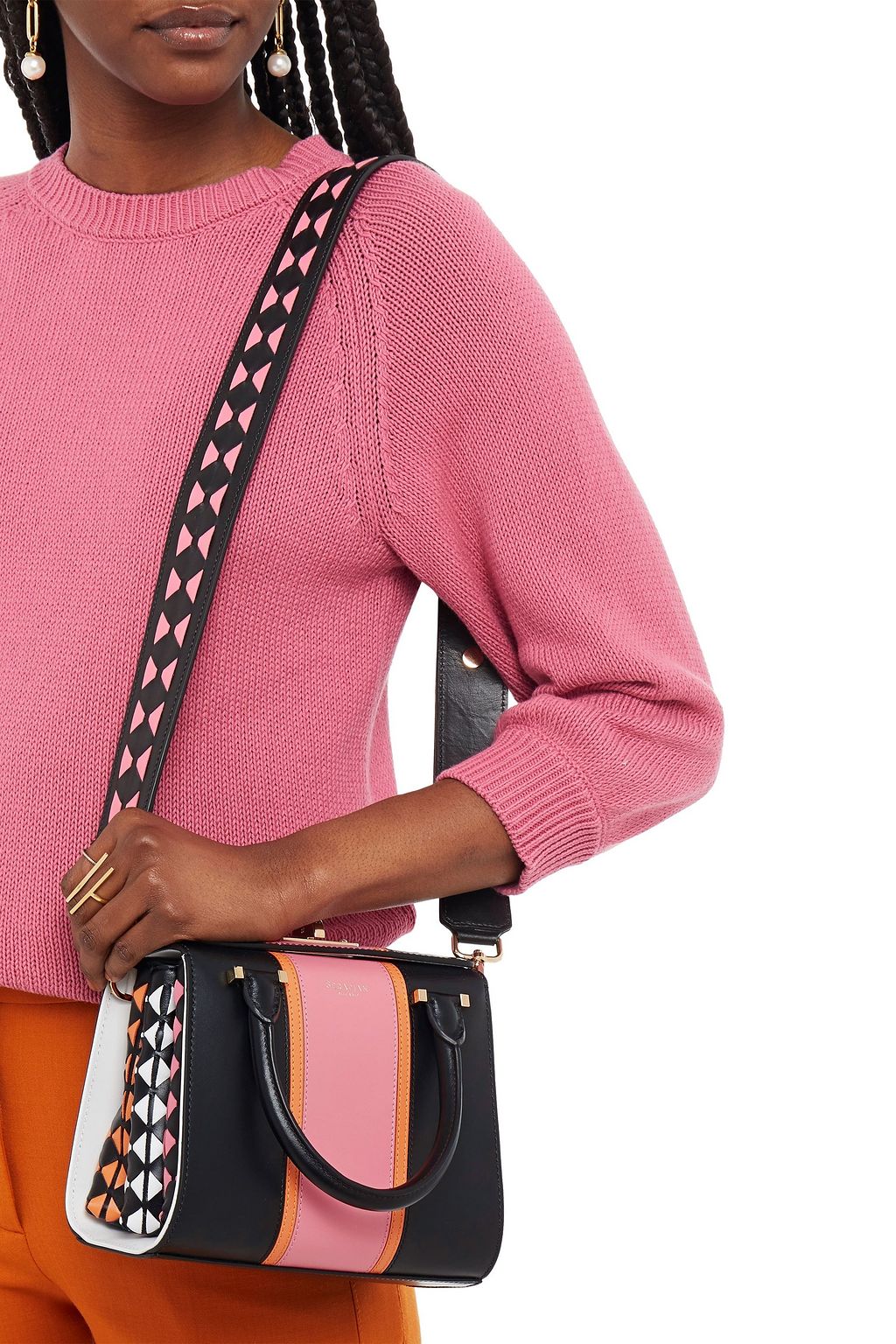SERAPIAN Color-block leather tote