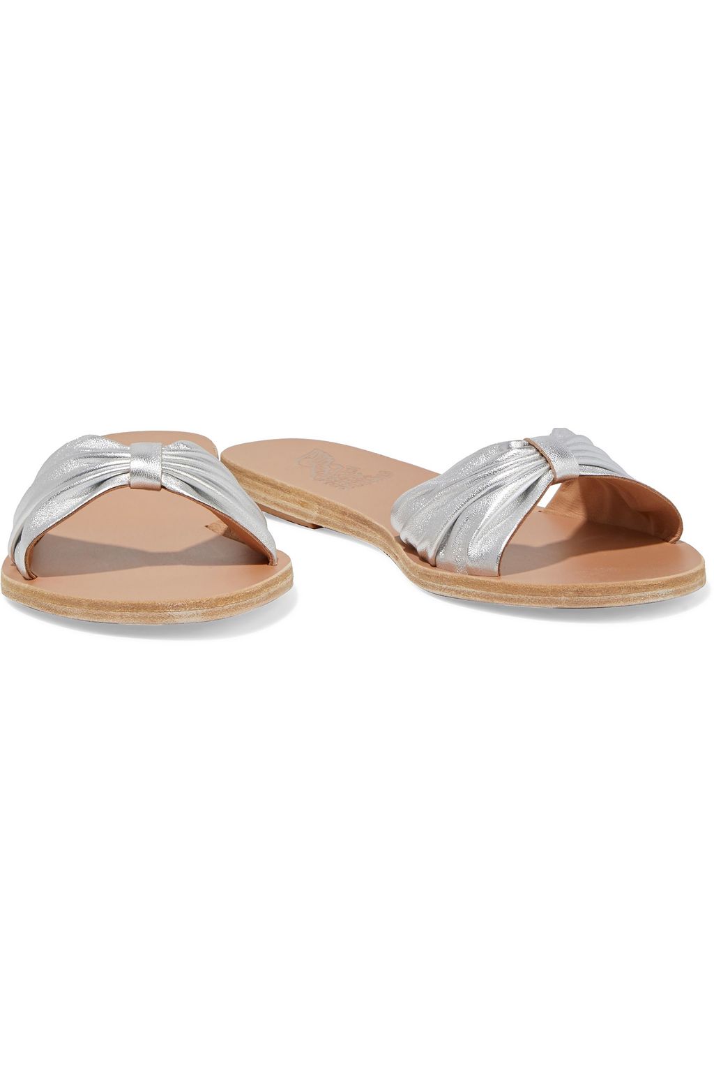 ANCIENT GREEK SANDALS Mimi knotted metallic leather slides