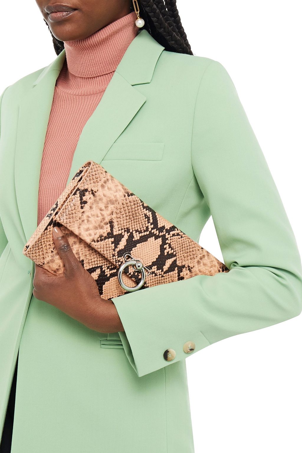 REBECCA MINKOFF Jean snake-effect leather clutch