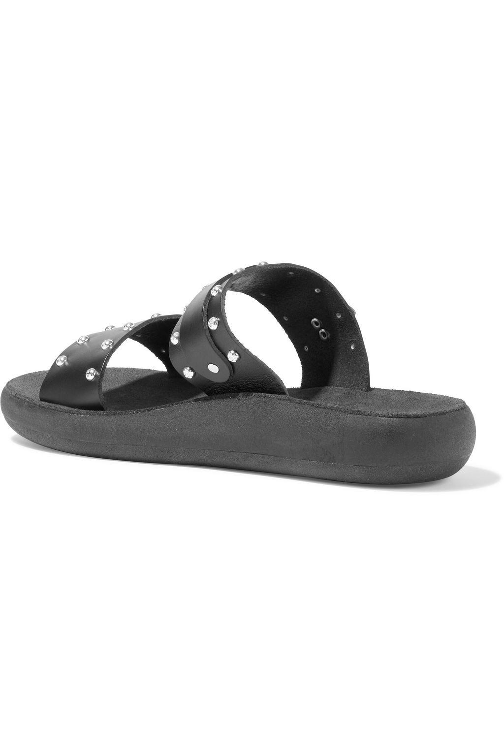 ANCIENT GREEK SANDALS Preveza buckled studded leather slides