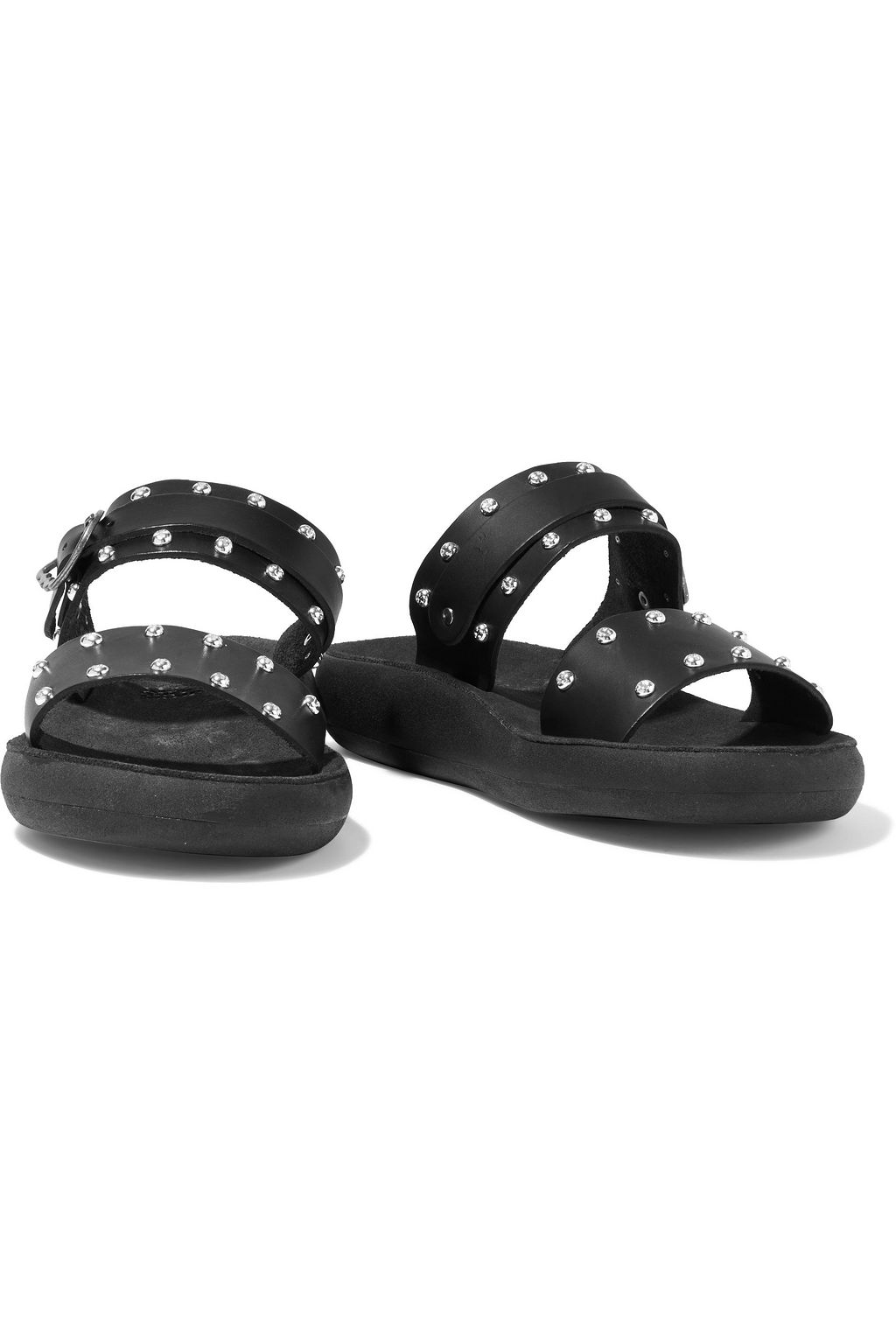 ANCIENT GREEK SANDALS Preveza buckled studded leather slides