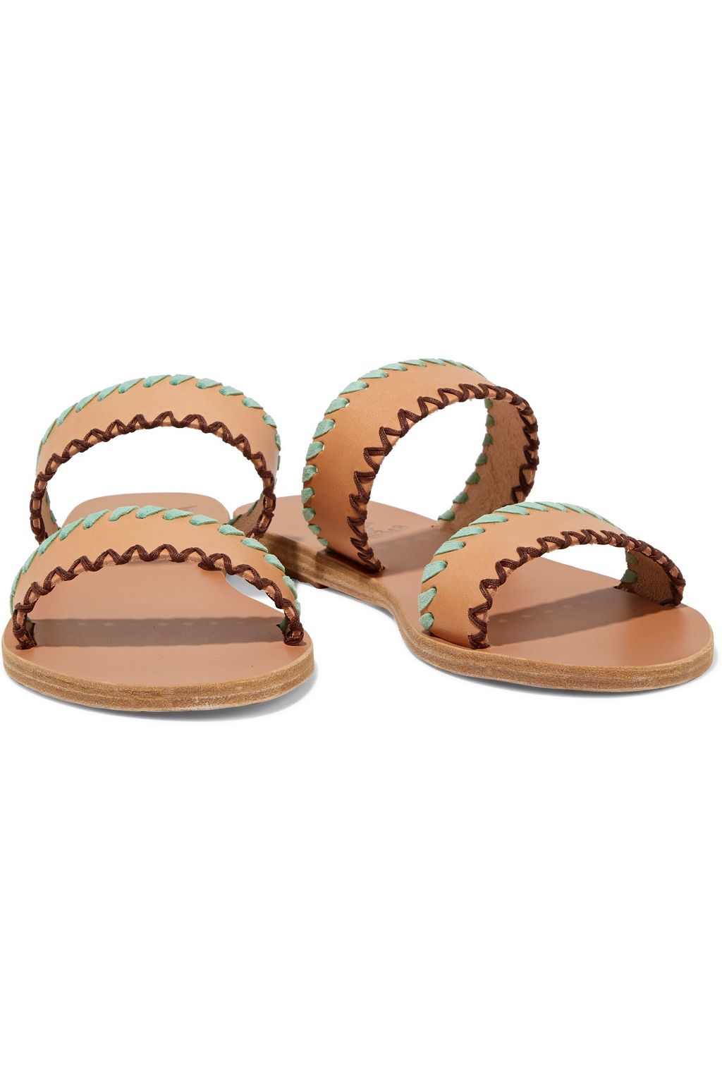 ANCIENT GREEK SANDALS Melia Stitch suede-trimmed leather slides