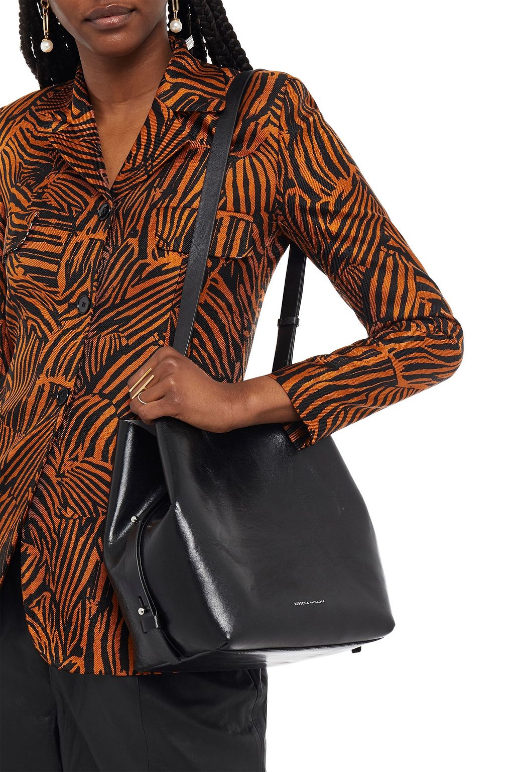 REBECCA MINKOFF Kate textured-leather bucket bag