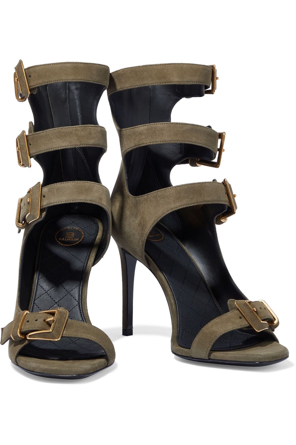 BALMAIN Paige buckled suede sandals