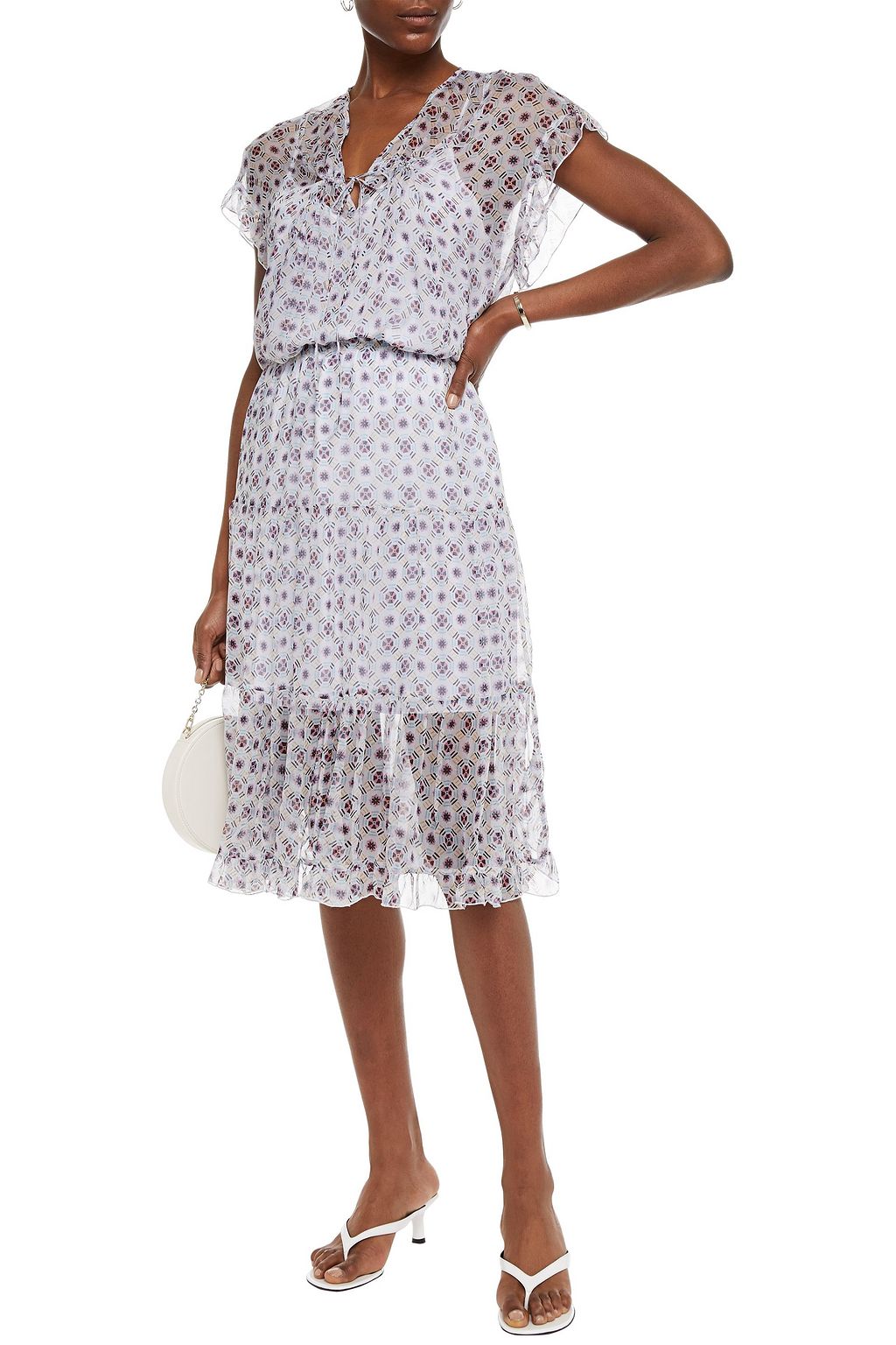 SEE BY CHLOÉ Tiered printed silk-georgette midi skirt
