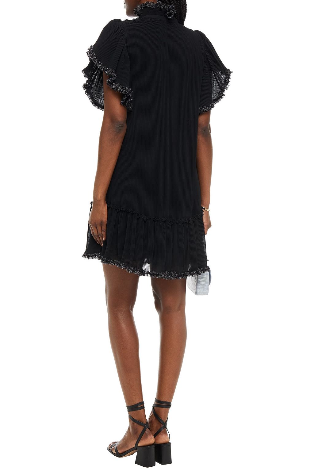 SEE BY CHLOÉ Ruffle-trimmed printed plissé-georgette mini dress