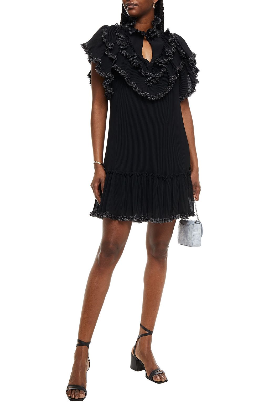 SEE BY CHLOÉ Ruffle-trimmed printed plissé-georgette mini dress