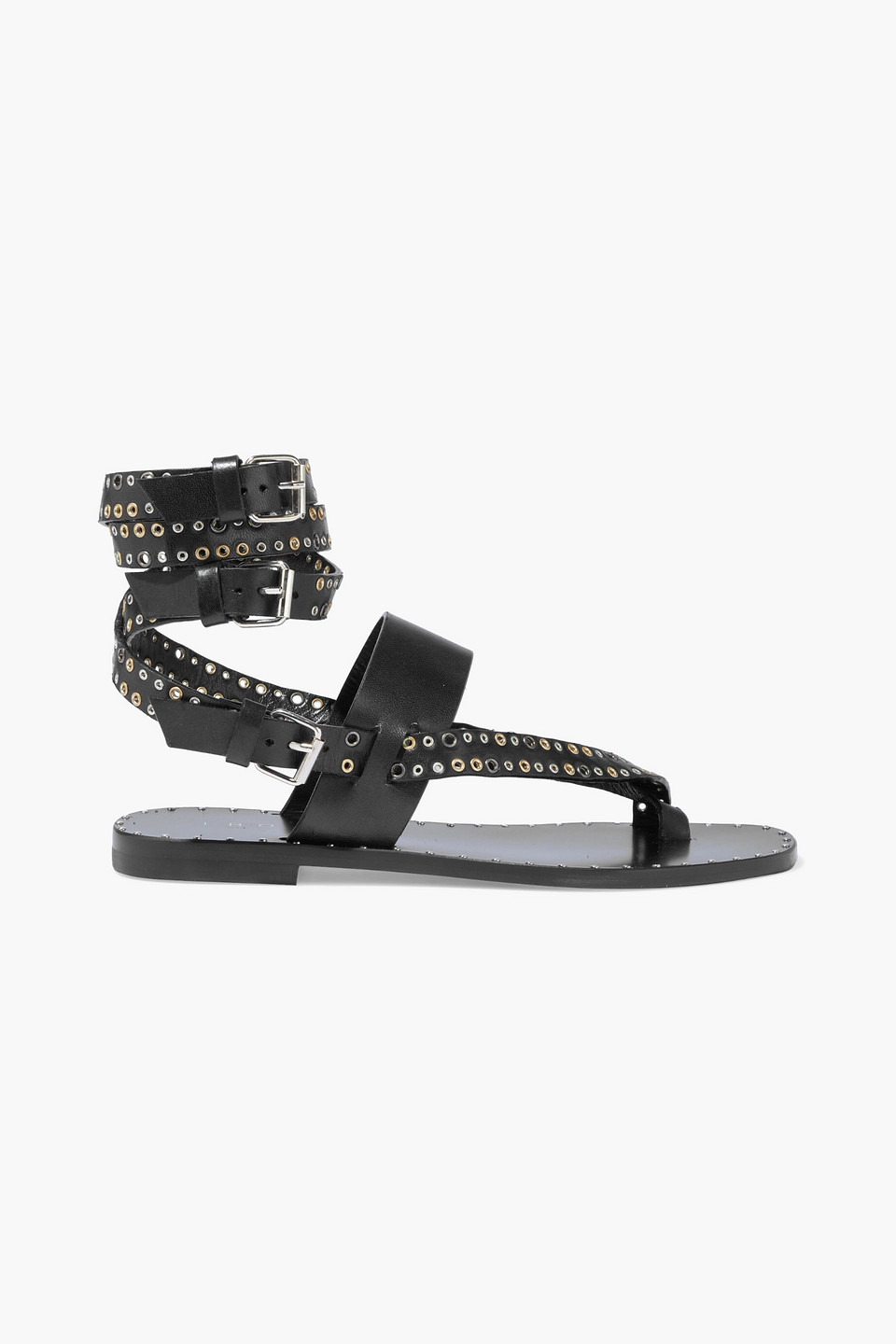 IRO - Joki eyelet-embellished leather sandals - Black - EU 36