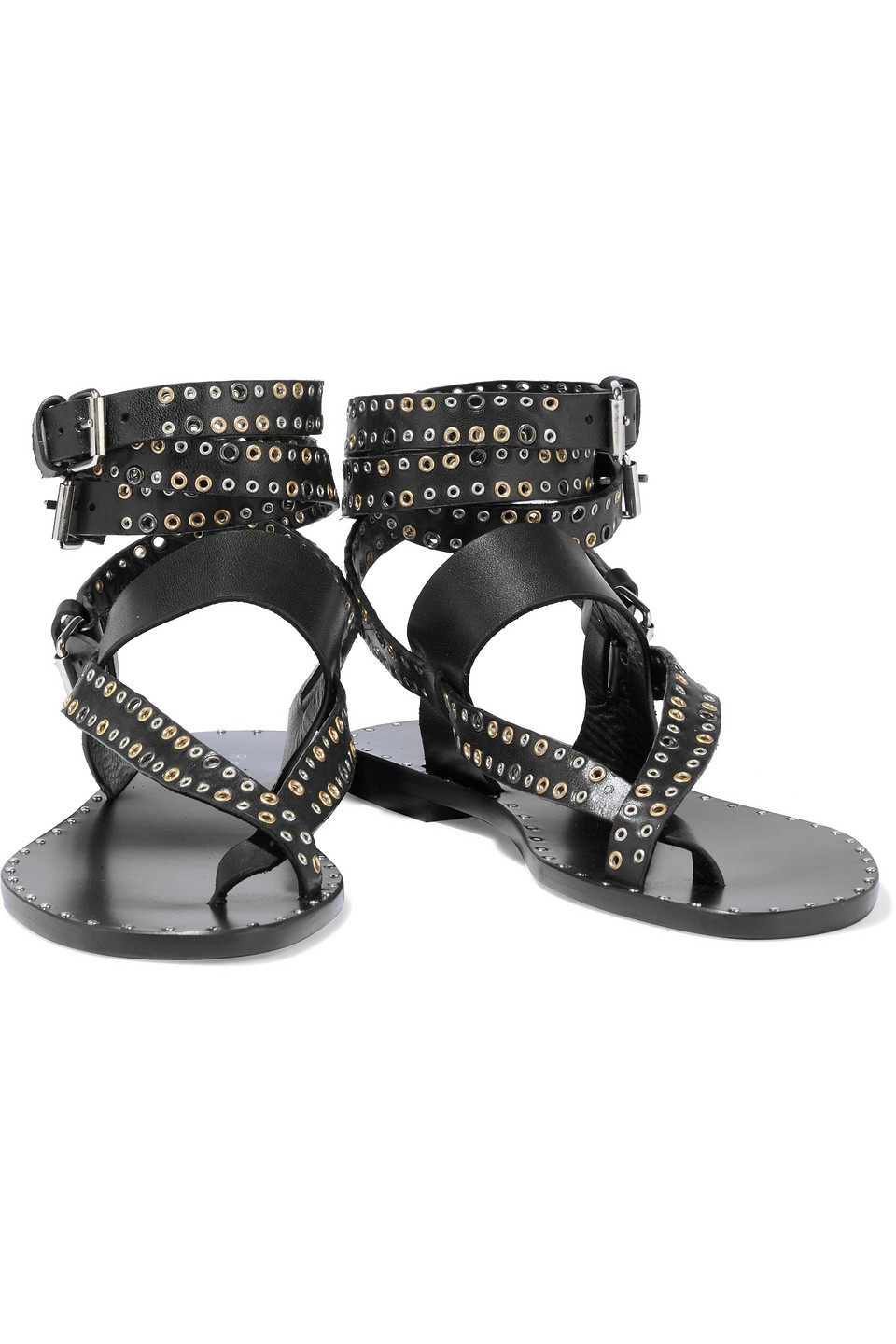 IRO JOKI EYELET-EMBELLISHED LEATHER SANDALS 3074457345625863331