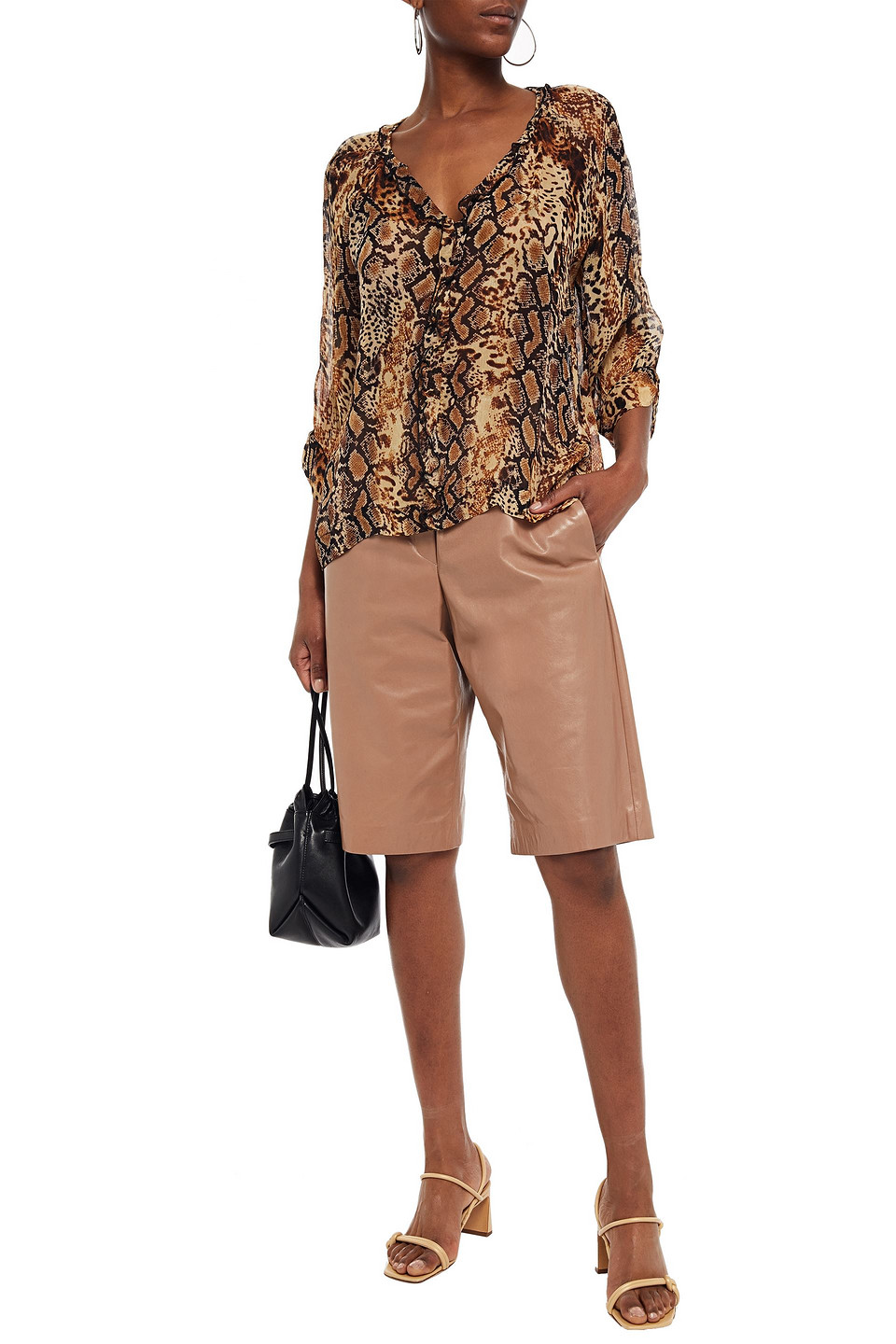 Ba&sh Rick Snake-print Crepon Blouse In Animal Print