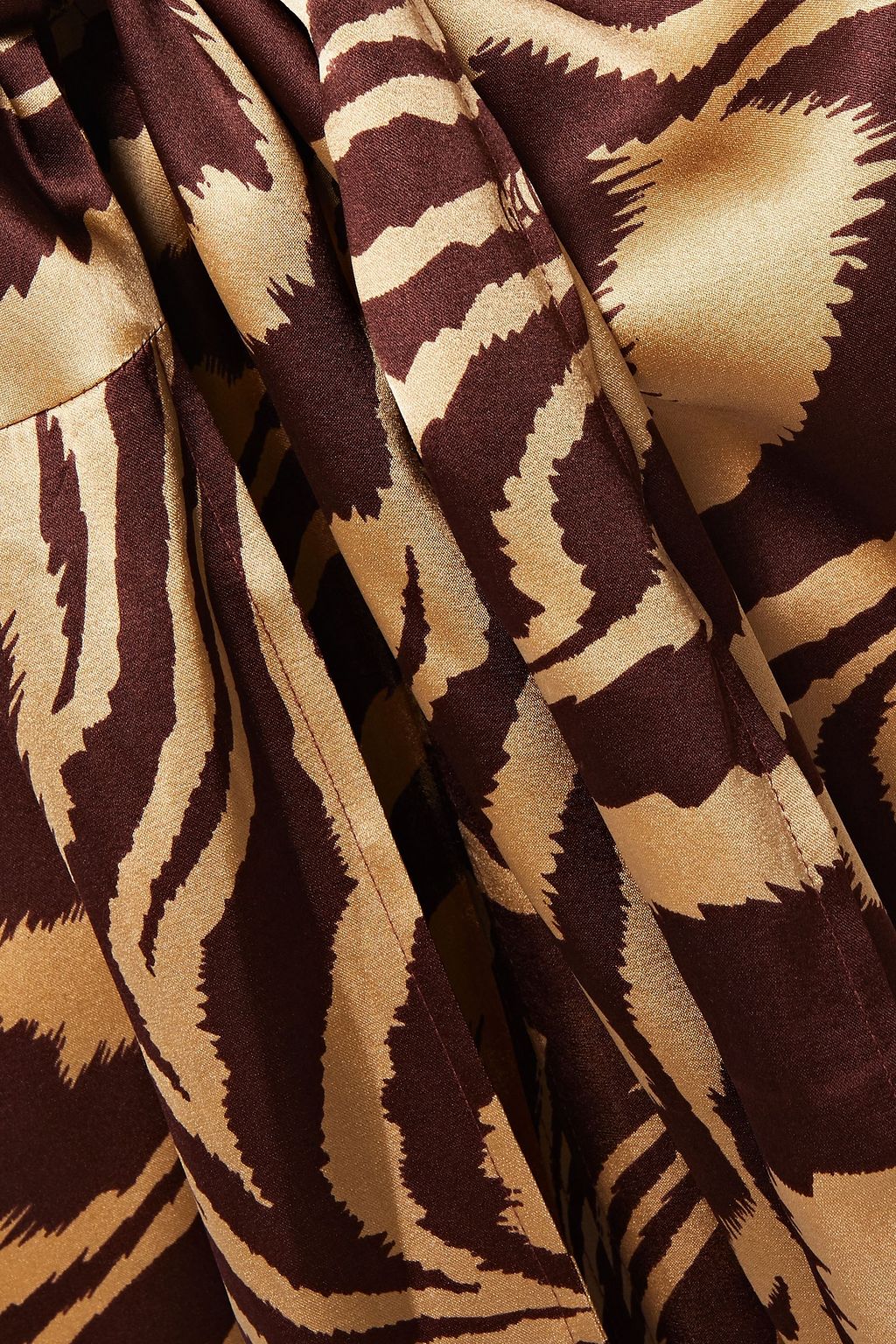 GANNI Knotted tiger-print stretch-silk satin midi skirt
