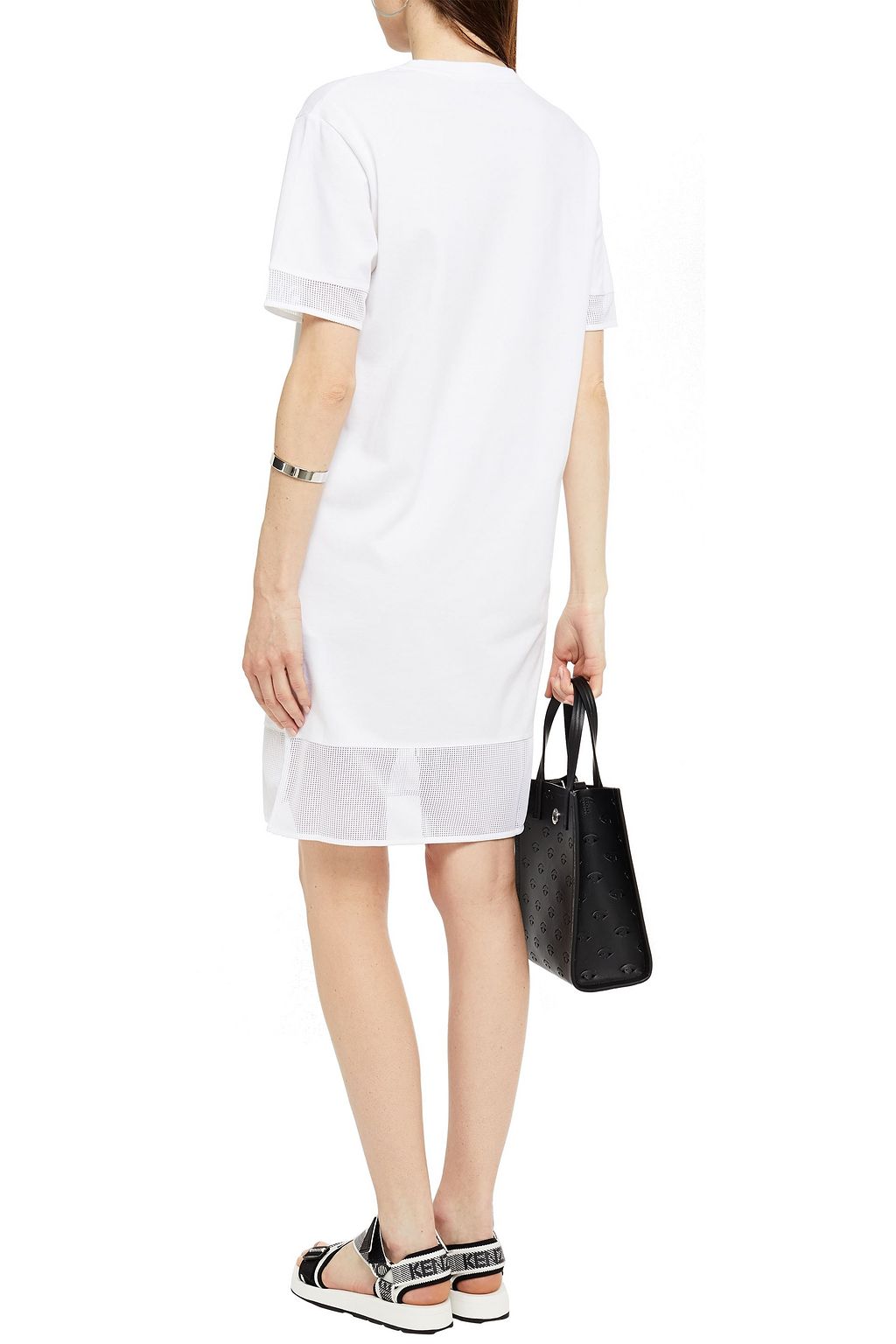 KENZO Mesh-paneled printed cotton-jersey mini dress