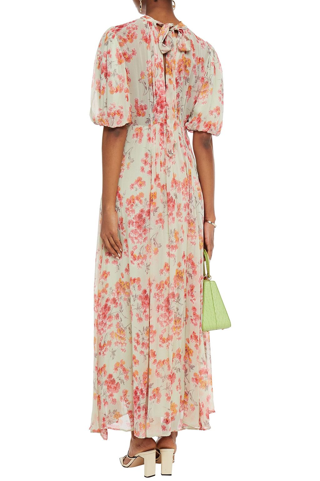 BYTIMO Pleated floral-print georgette maxi dress