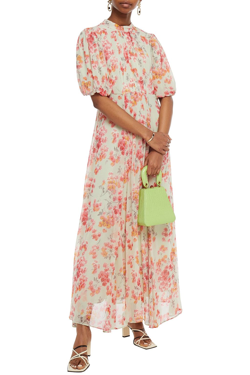 BYTIMO Pleated floral-print georgette maxi dress