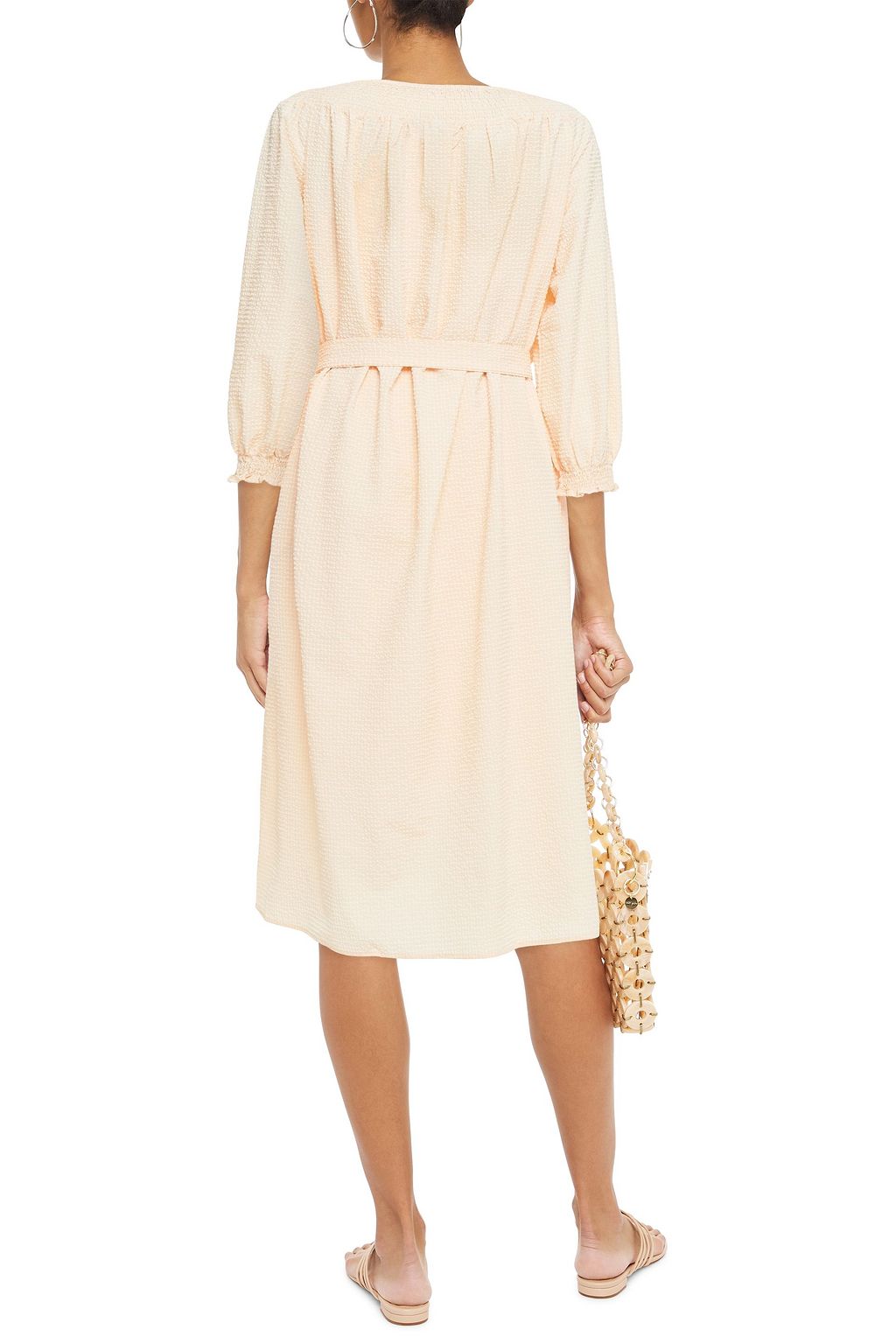 BAUM UND PFERDGARTEN Amalie gathered seersucker midi dress