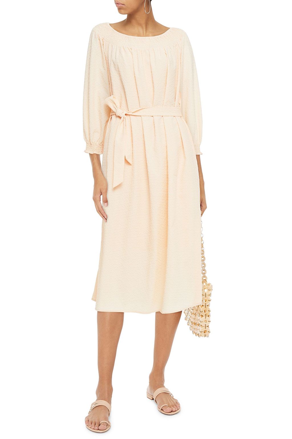 BAUM UND PFERDGARTEN Amalie gathered seersucker midi dress