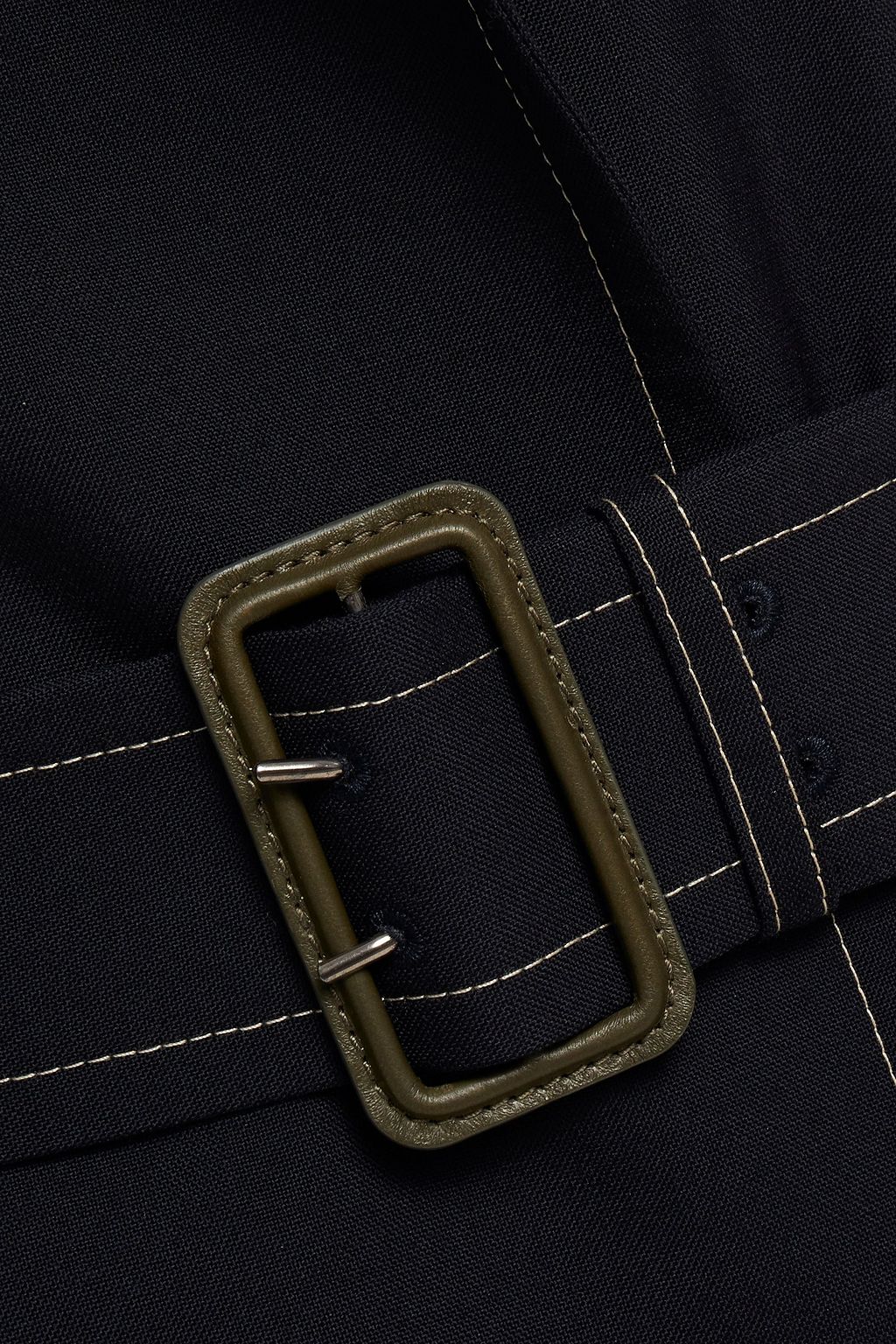 MARNI Trenchcoat aus Woll-Twill mit Lederbesatz und Gürtel