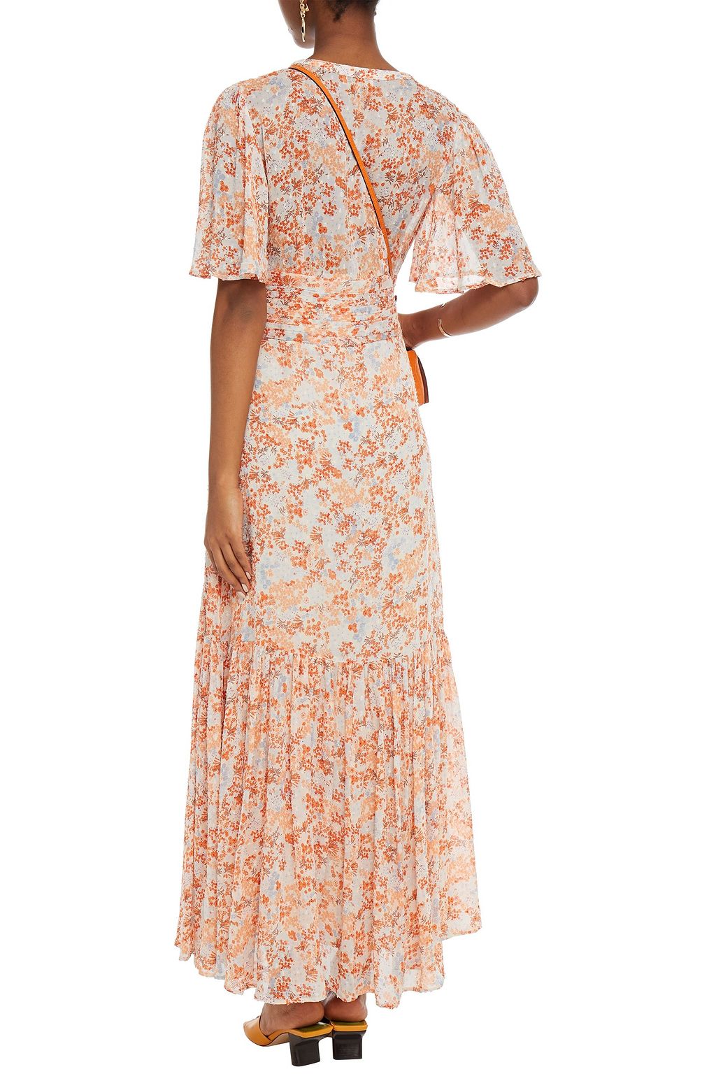 BYTIMO Gathered floral-print fil coupé midi dress