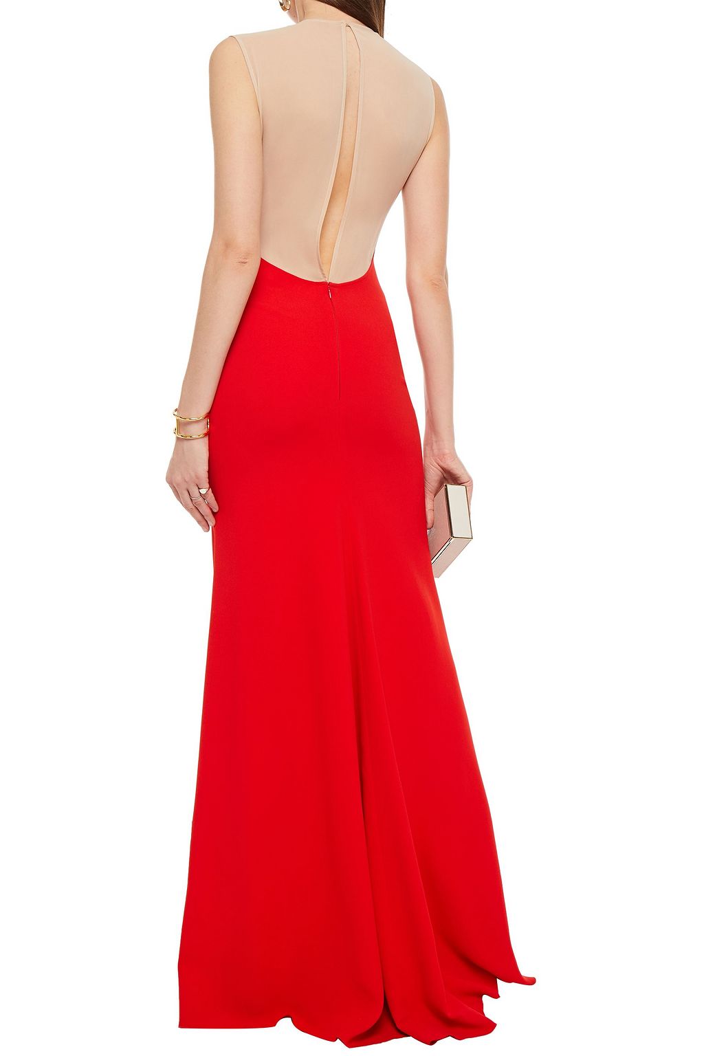 VICTORIA BECKHAM Georgette-paneled stretch-crepe gown