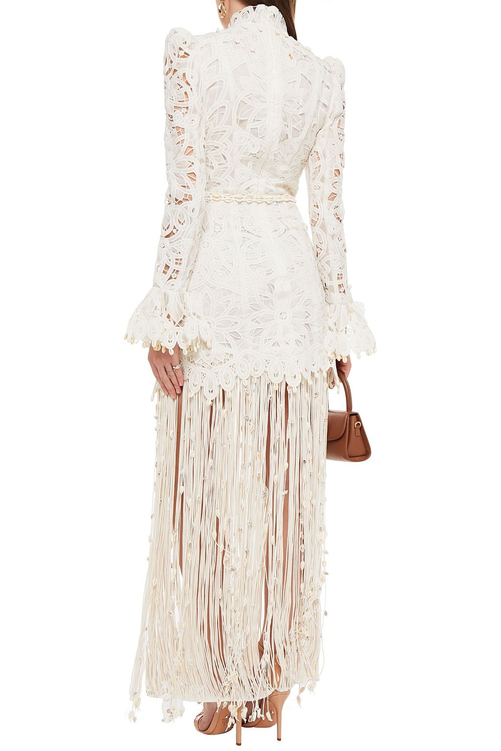 ZIMMERMANN Wavelength fringed silk macramé lace maxi dress