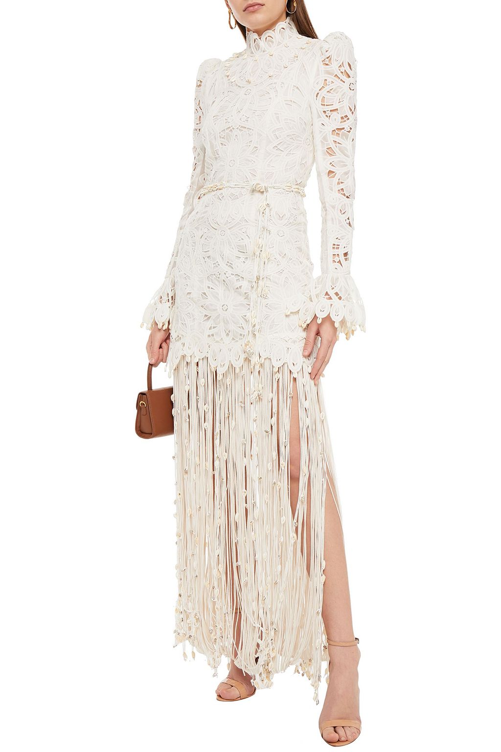 ZIMMERMANN Wavelength fringed silk macramé lace maxi dress