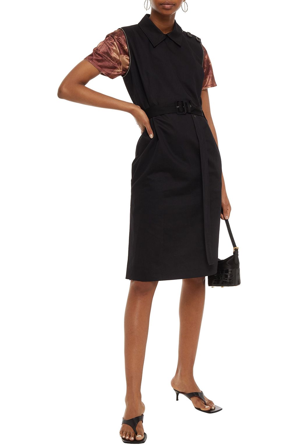 MARNI Kleid aus Gabardine aus einer Baumwoll-Leinenmischung mit Gürtel