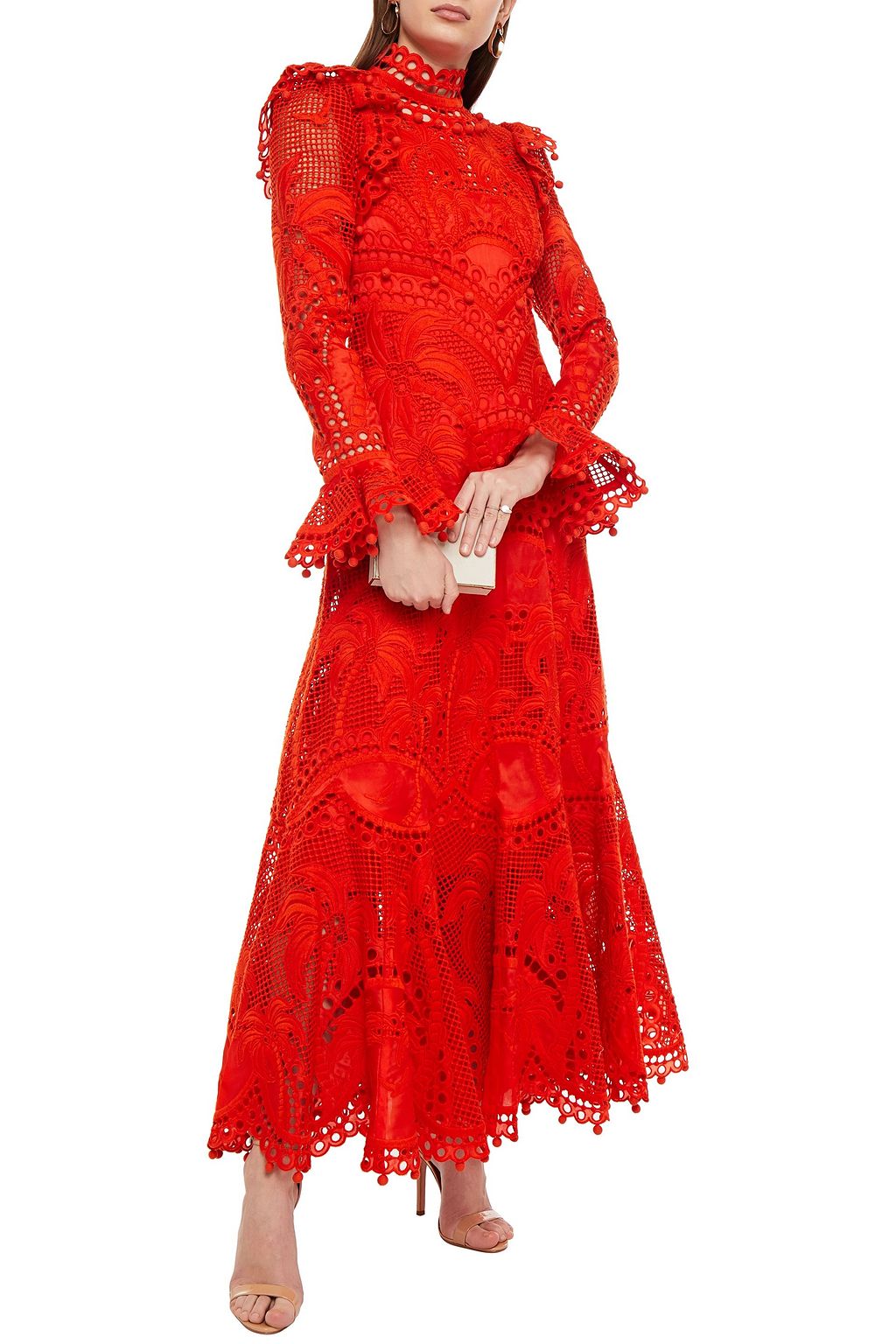 ZIMMERMANN Brightside ruffled broderie anglaise silk-organza and crochet maxi dress
