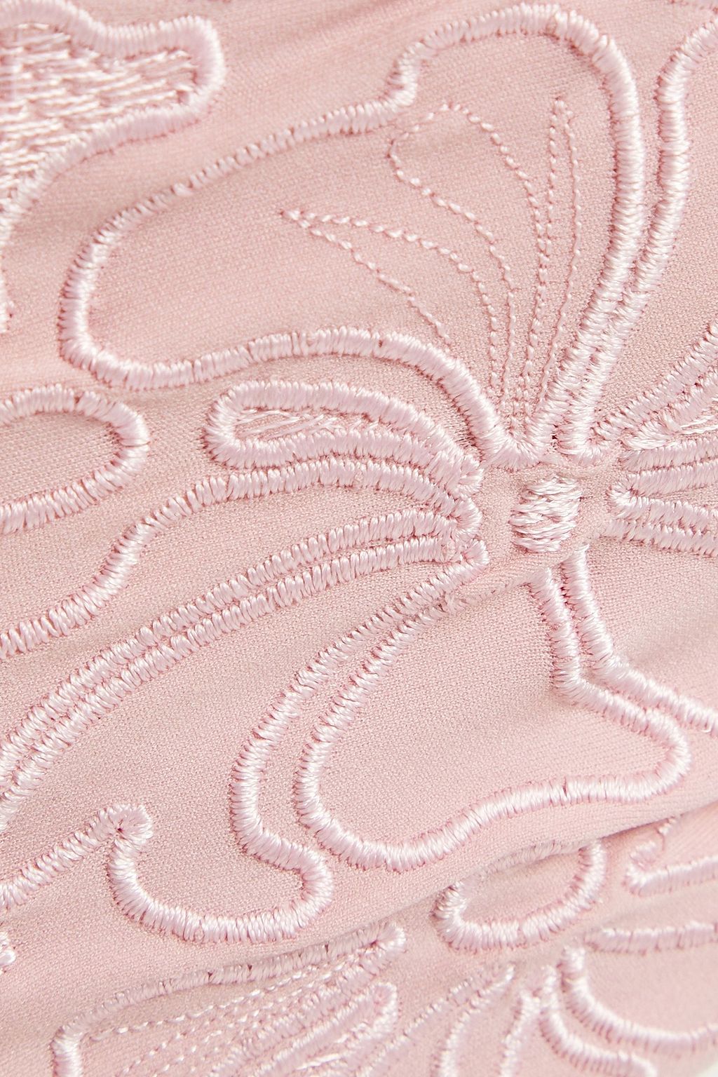 LA PERLA Ruched embroidered bandeau bikini top