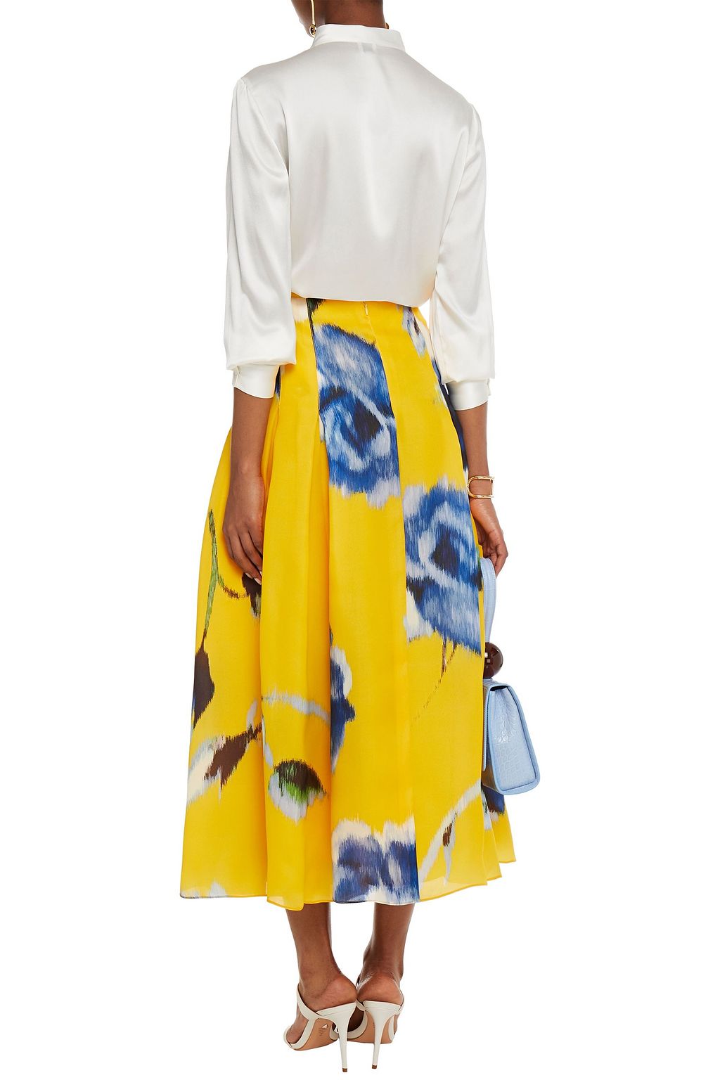 CAROLINA HERRERA Pleated floral-print silk-organza maxi skirt