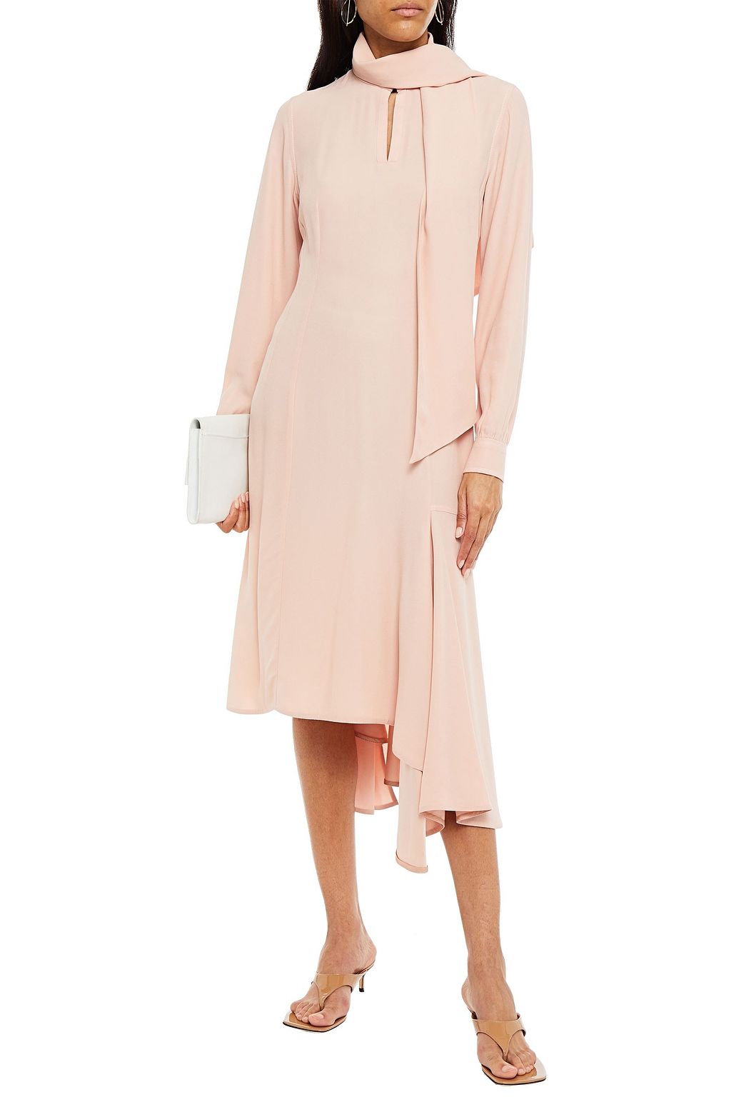 MARNI Asymmetric tie-neck draped crepe dress