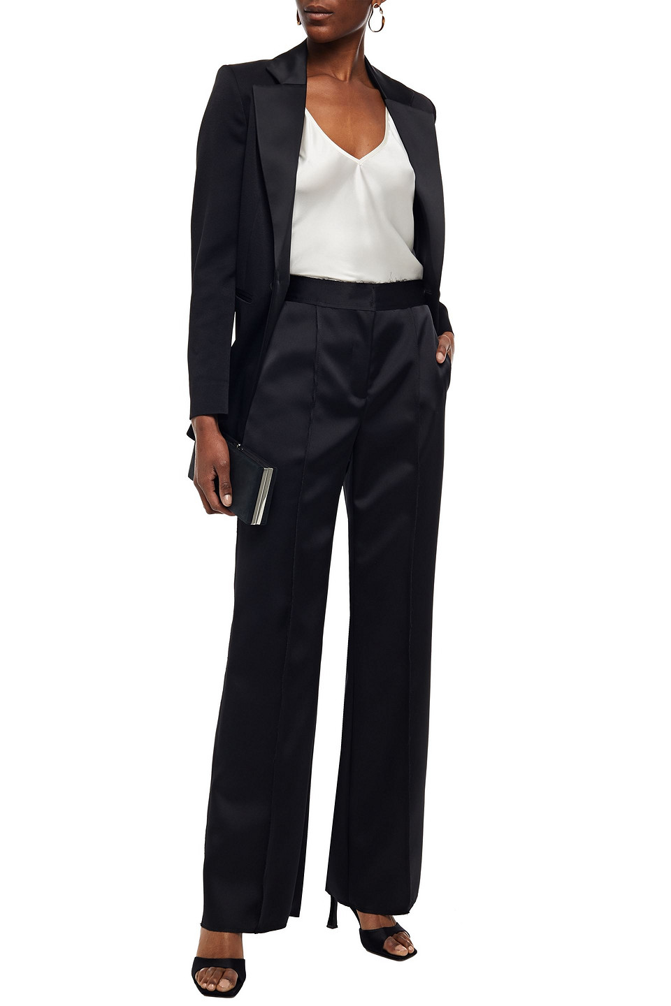 Carolina Herrera Duchesse-satin Flared Trousers In Black
