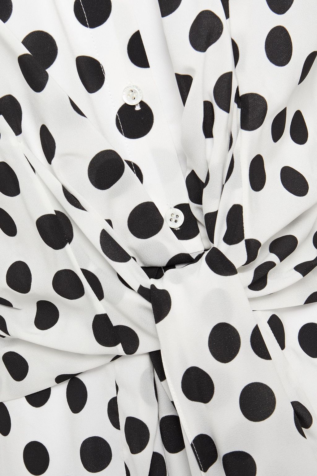 CAROLINA HERRERA Tie-front polka-dot stretch-crepe midi shirt dress