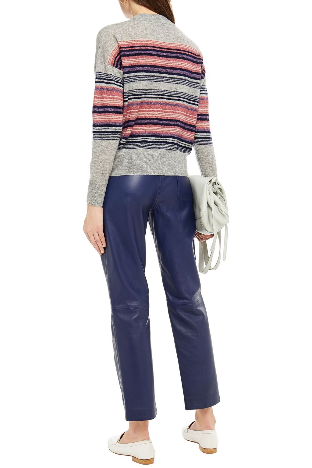 AUTUMN CASHMERE Striped cashmere and silk-blend sweater