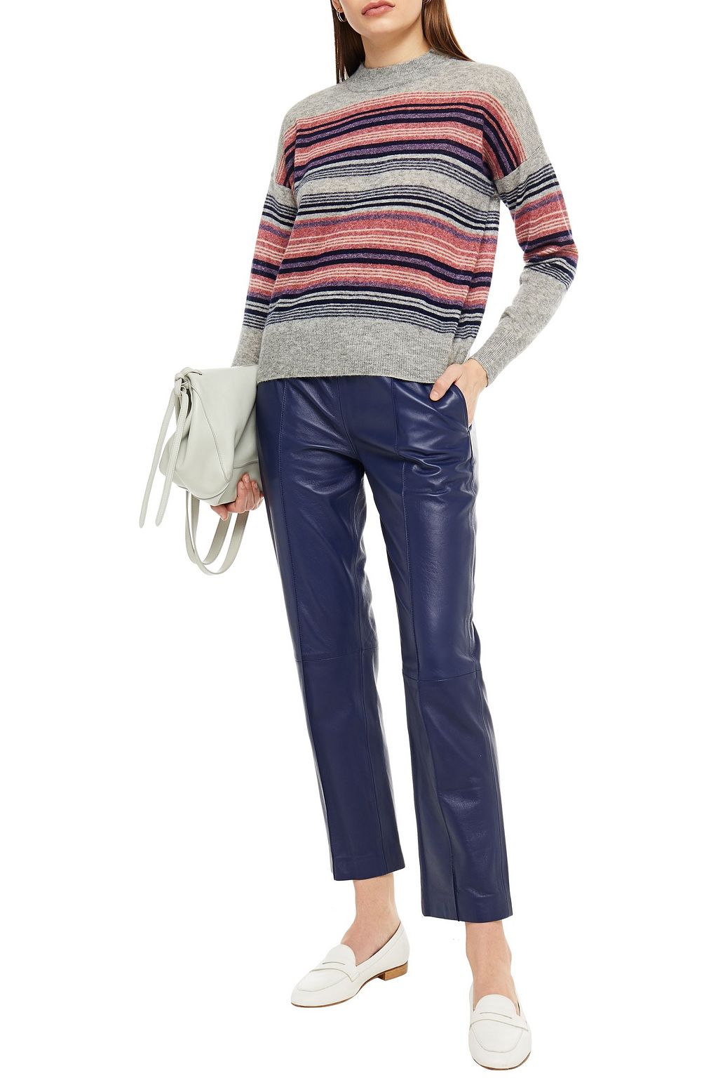 AUTUMN CASHMERE Striped cashmere and silk-blend sweater