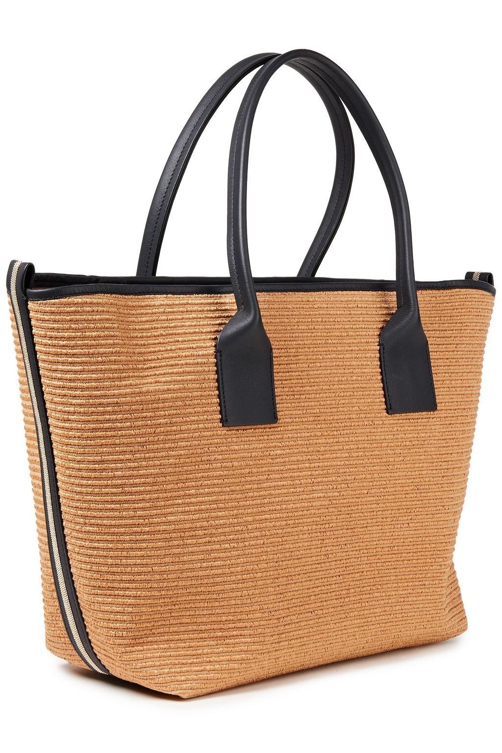 BRUNELLO CUCINELLI Leather-trimmed faux raffia tote