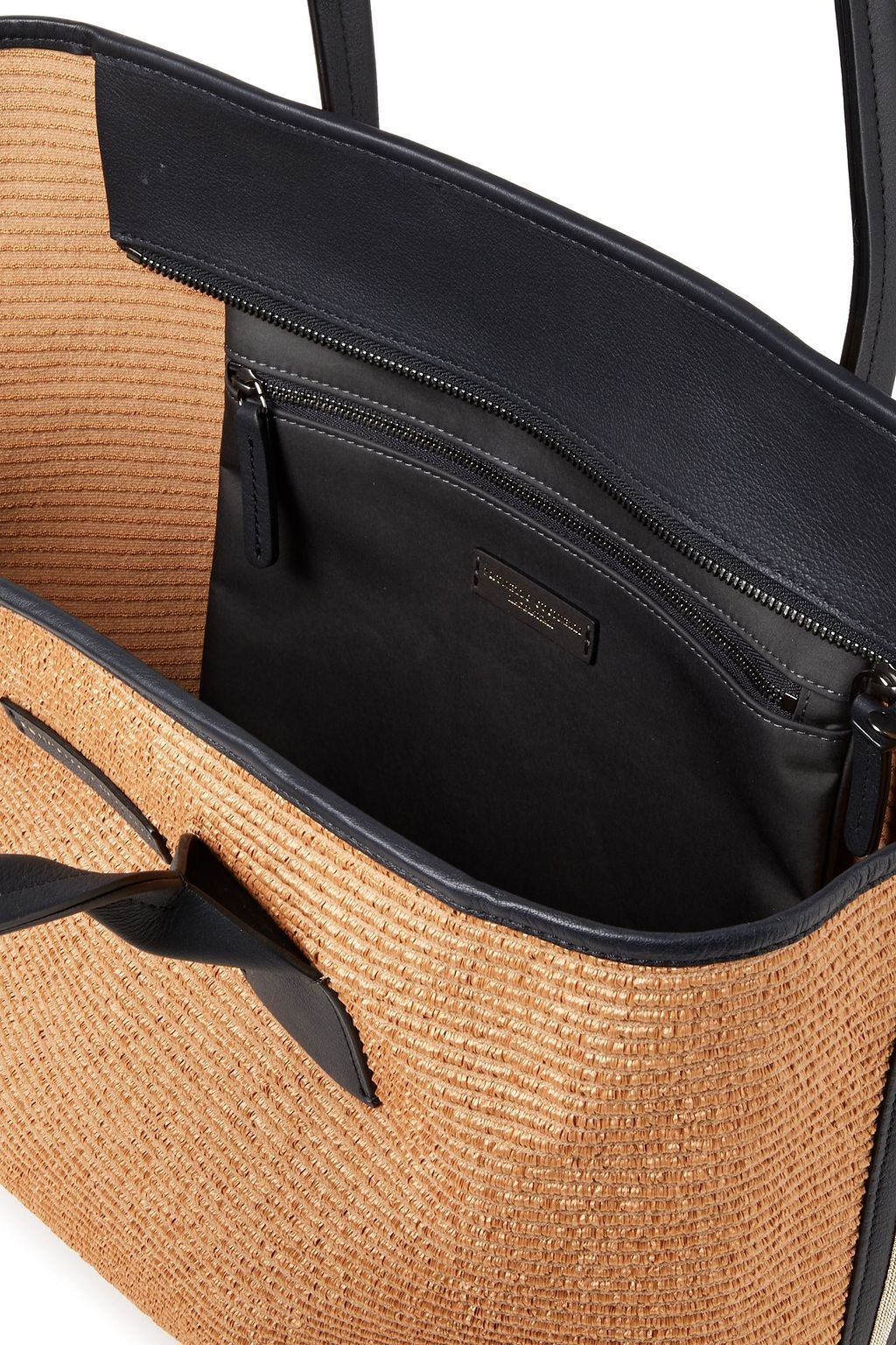 BRUNELLO CUCINELLI Leather-trimmed faux raffia tote