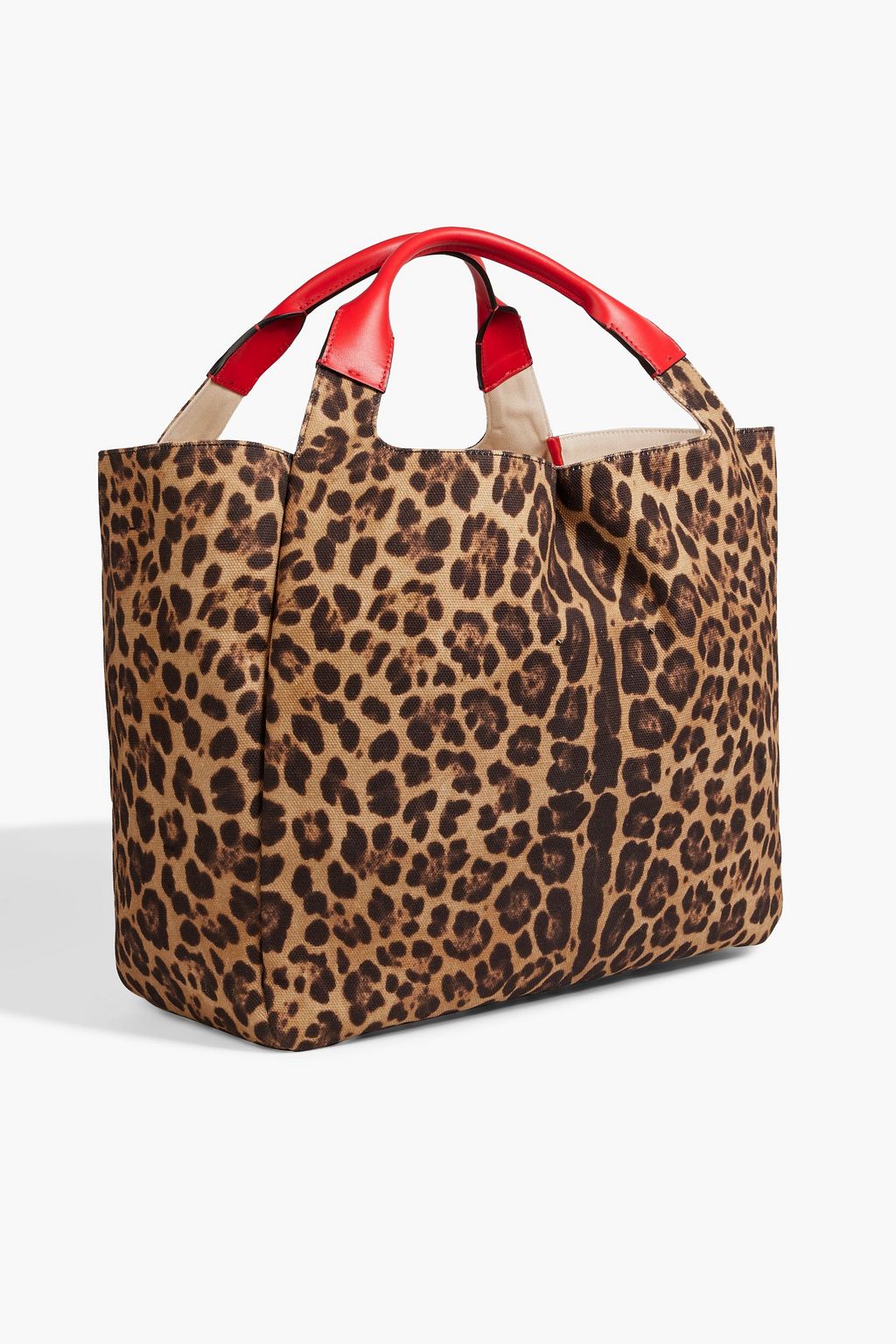 VALENTINO GARAVANI Atelier leather-trimmed leopard-print canvas tote