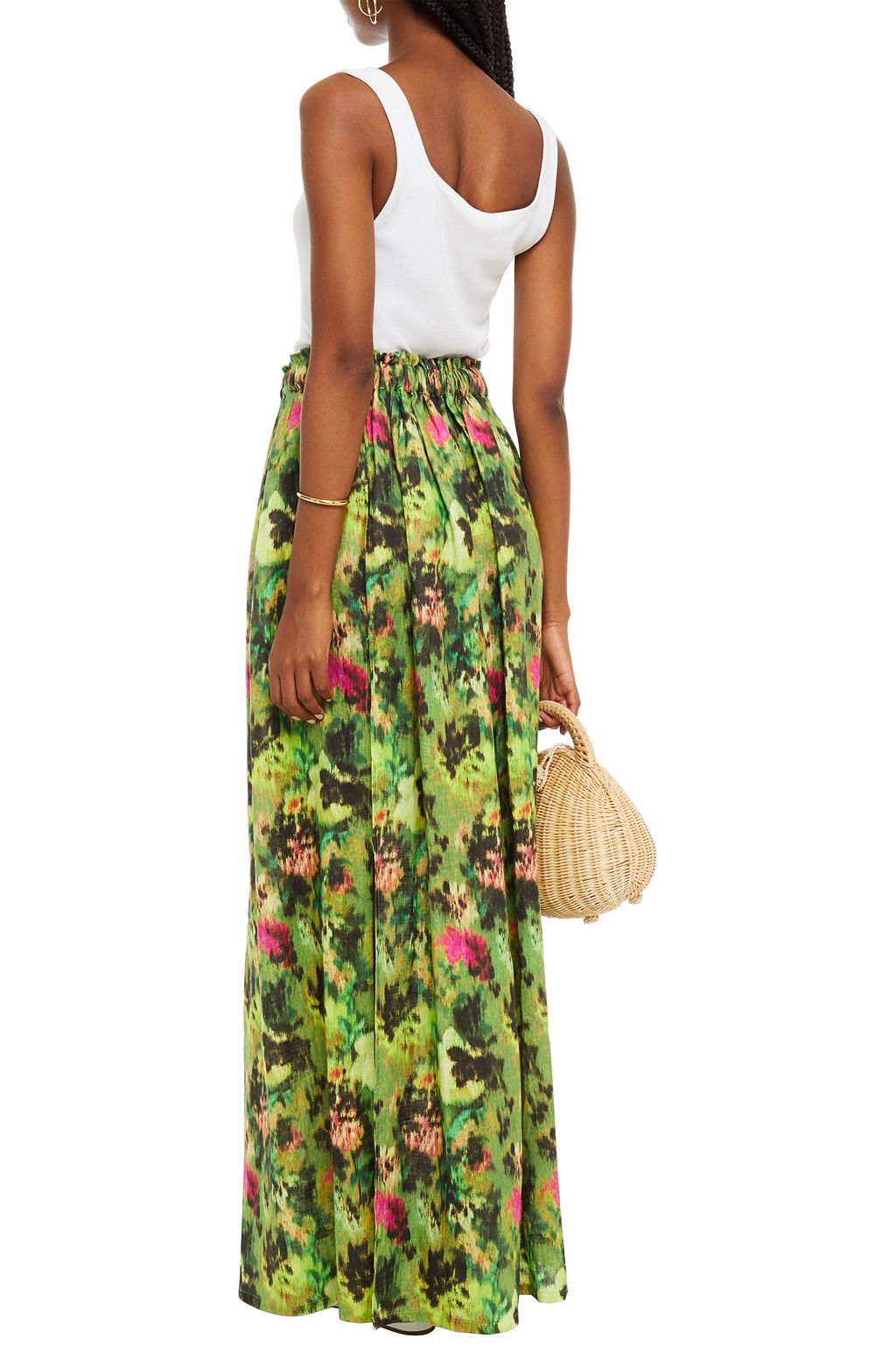 ANJUNA Adele printed linen maxi skirt
